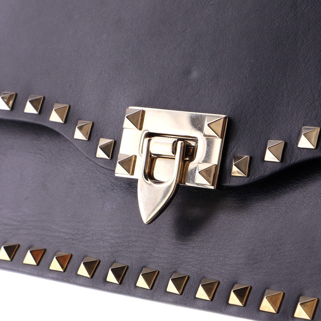 Rockstud Flip Lock Top Handle Bag Leather Small