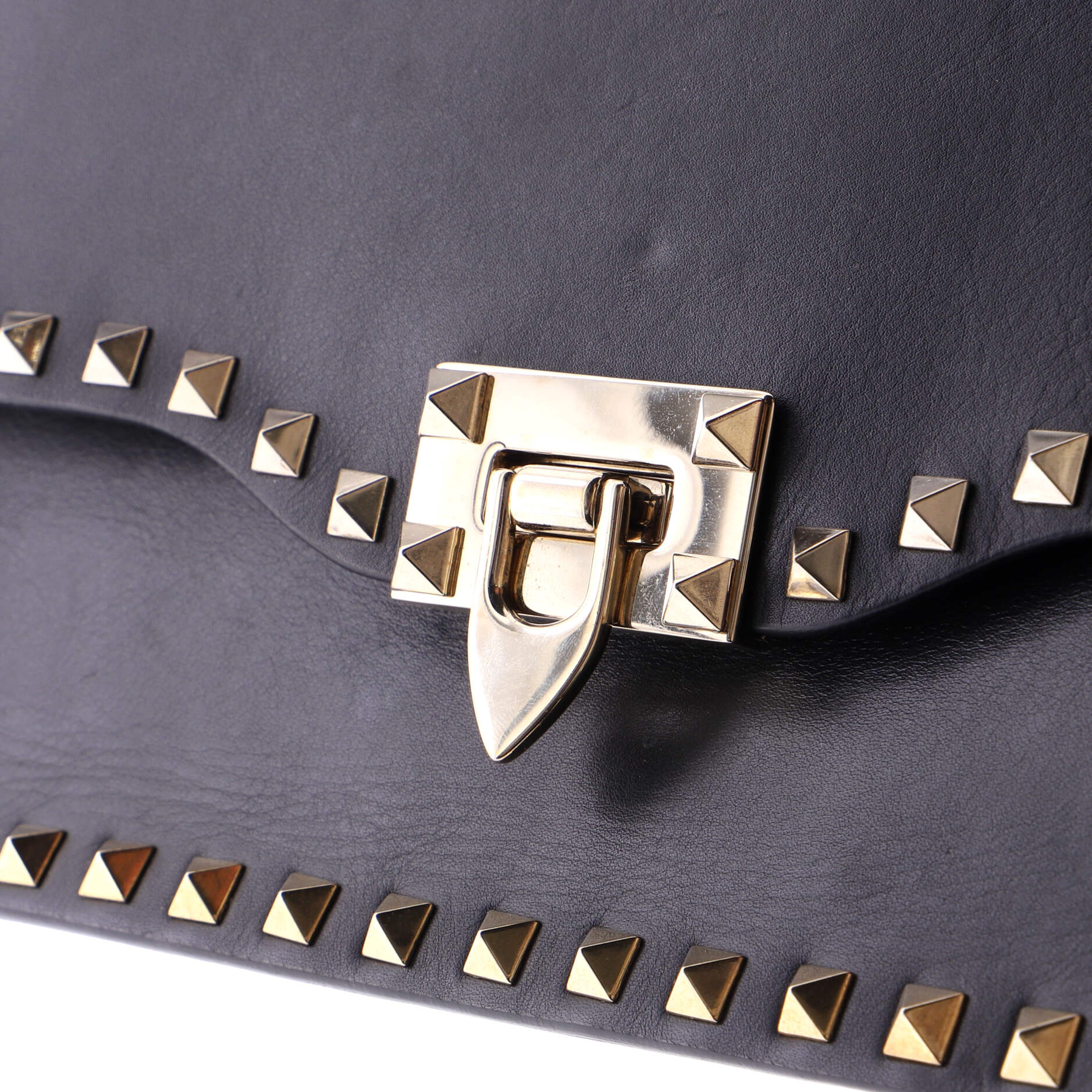 Rockstud Flip Lock Top Handle Bag Leather Small