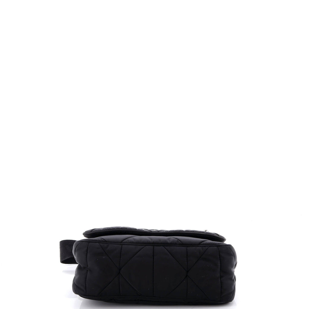 Padded Flap Shoulder Bag Quilted Tessuto