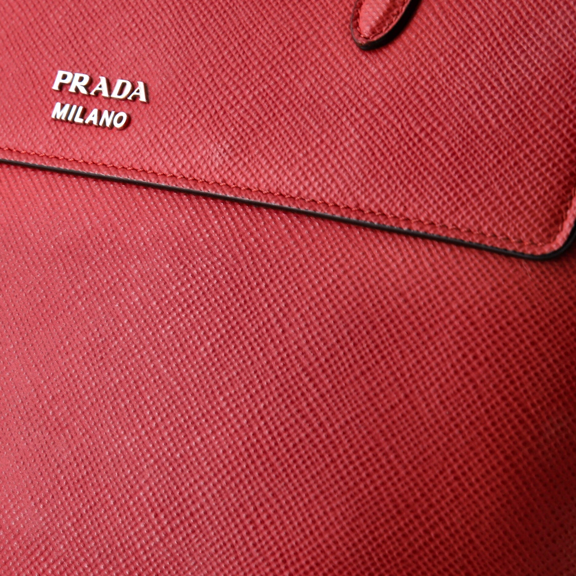 Half Flap Double Turn Lock Satchel Saffiano Leather Medium