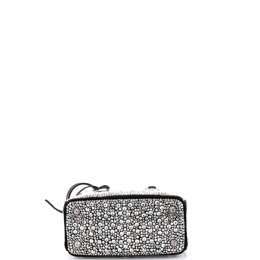 Galleria Double Zip Tote Crystal Embellished Satin Mini