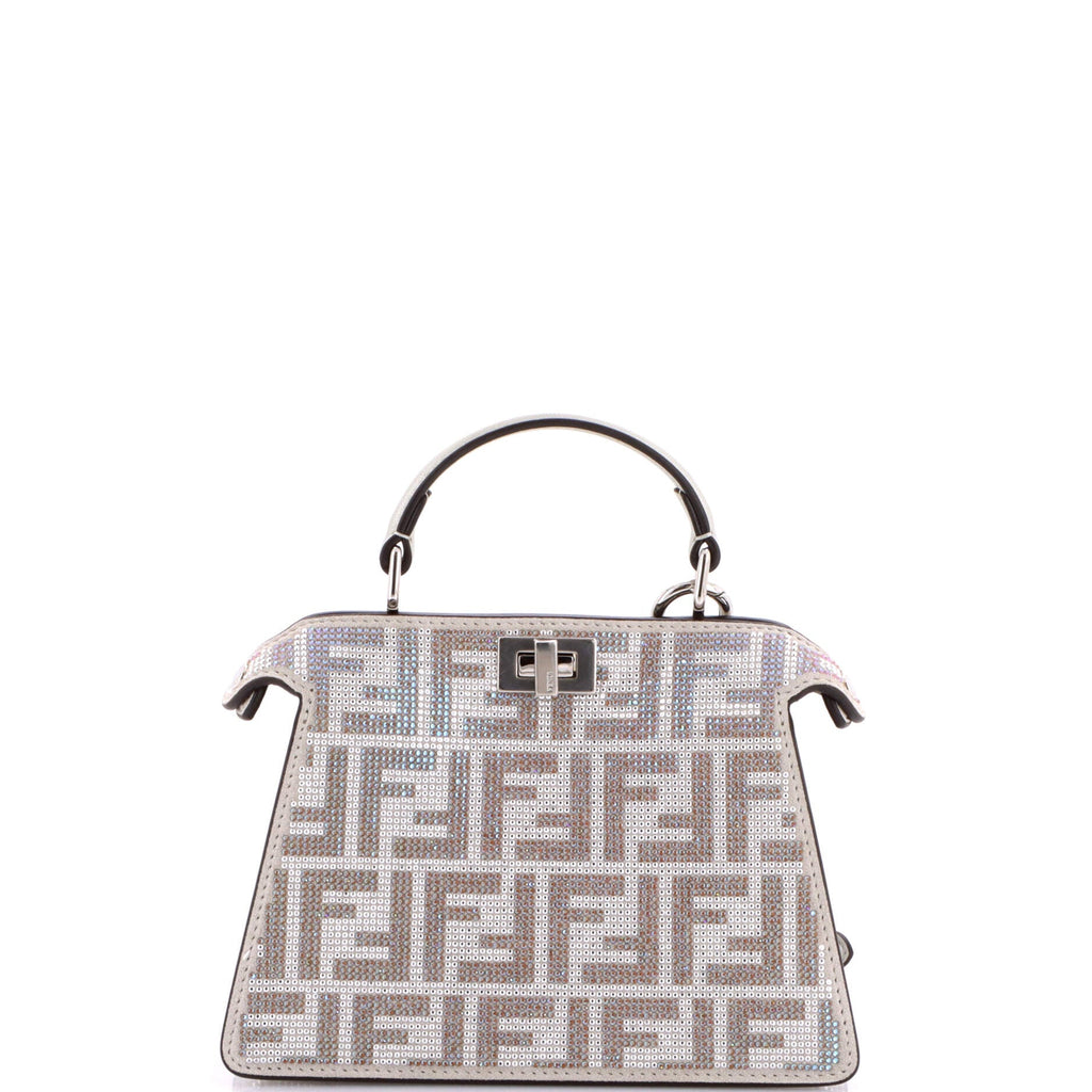 Peekaboo ISeeU Bag Zucca Crystal Embellished Suede Petite