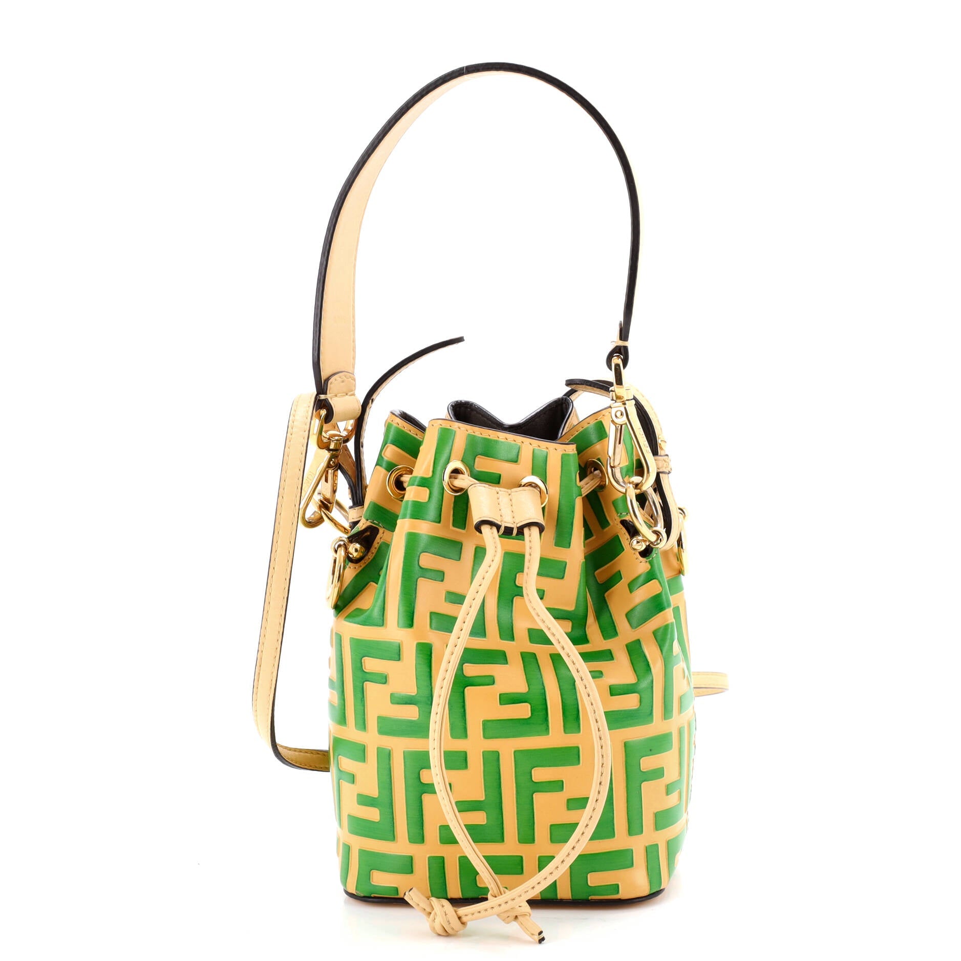 Mon Tresor Bucket Bag Zucca Embossed Leather Mini
