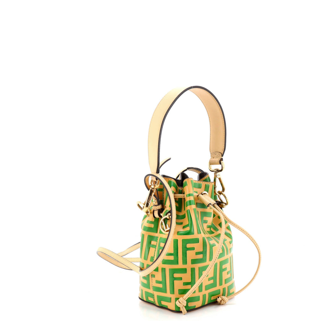 Mon Tresor Bucket Bag Zucca Embossed Leather Mini