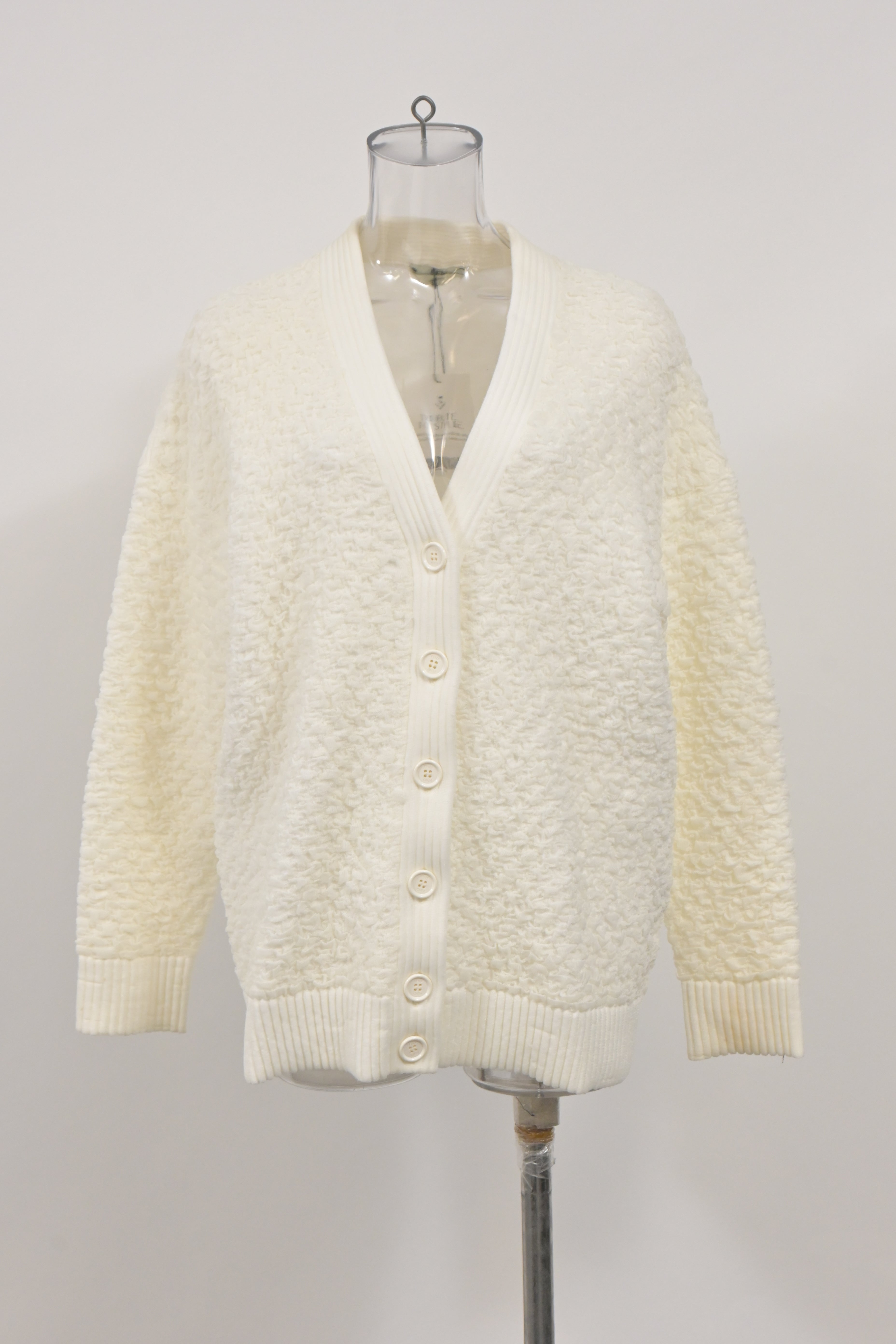 Fendi Textured Button-Down Cardigan in Cream Wool