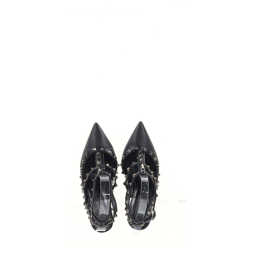 Valentino Garavani Rockstud 100 Caged Pumps in Black Calfskin Leather