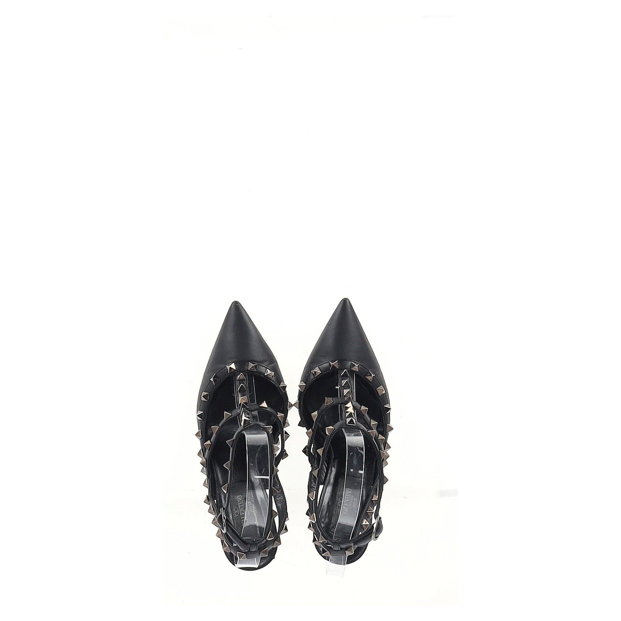 Valentino Garavani Rockstud 100 Caged Pumps in Black Calfskin Leather