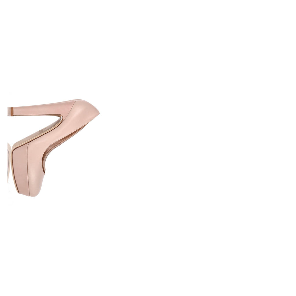 Valentino Garavani Round-Toe Platform High-Heeled Pumps in Nude Pink Leather