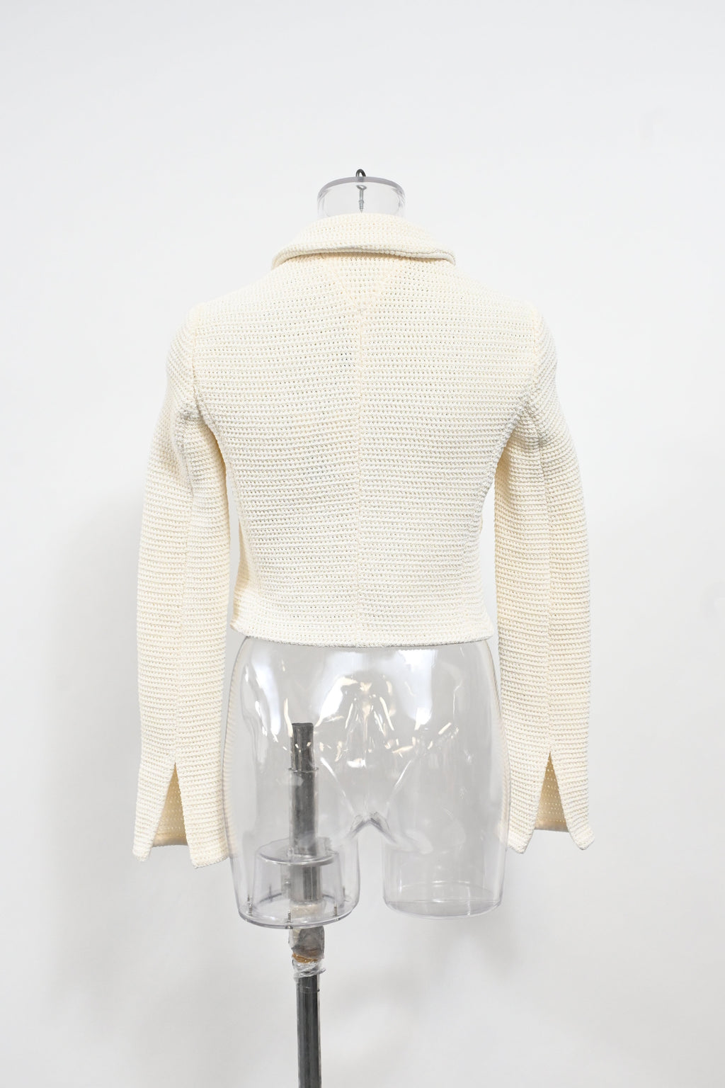 Bottega Veneta Salon 01 Knitted Button-Down Jacket in Cream Cotton