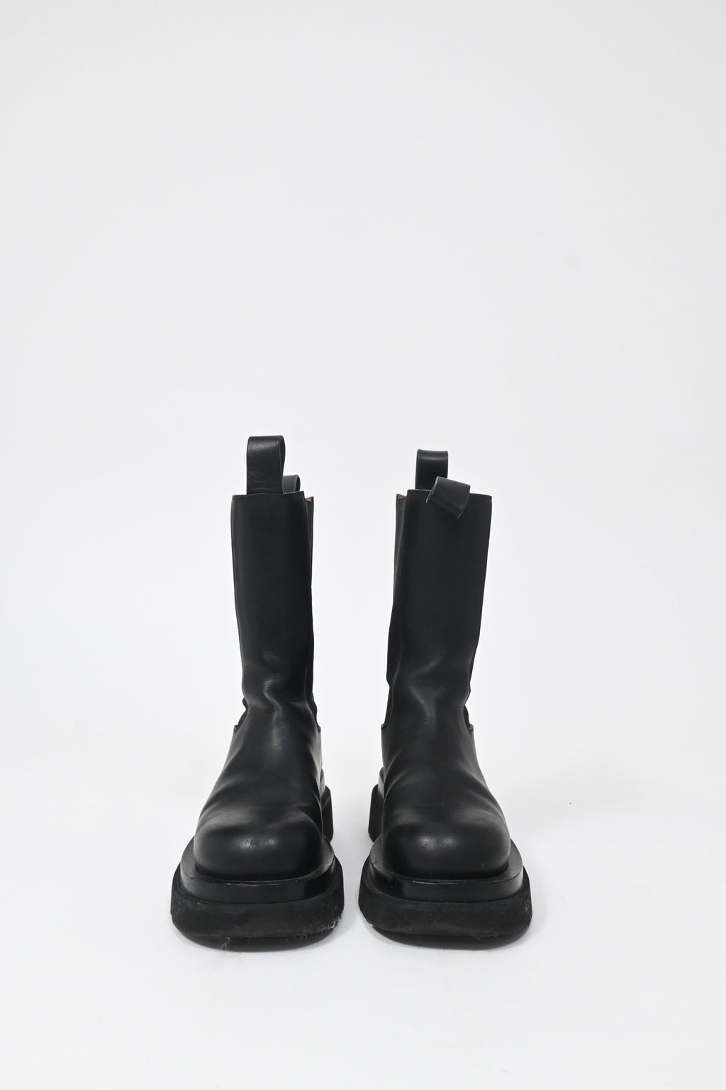 Bottega Veneta Lug Boots in Black Leather