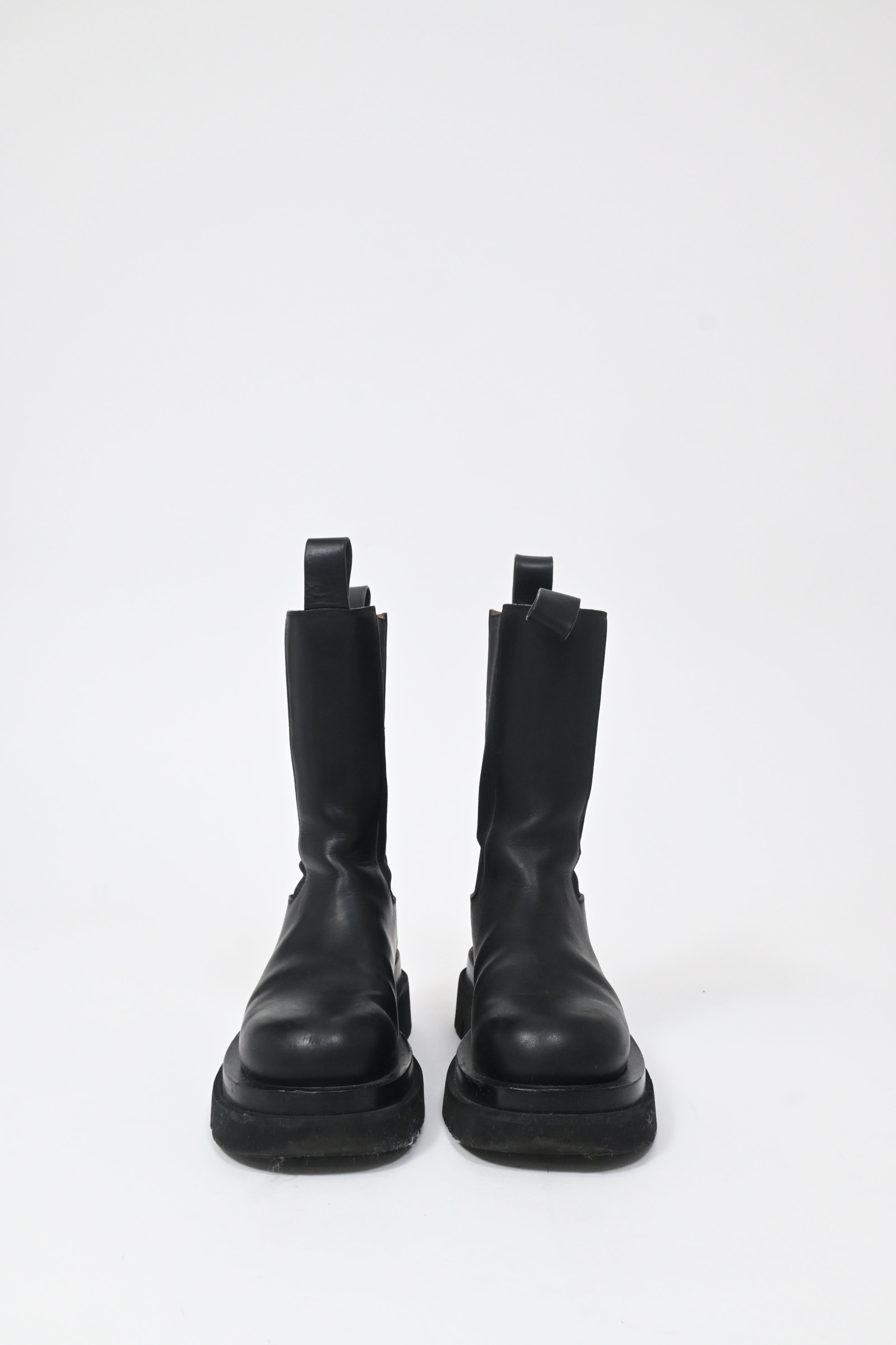 Bottega Veneta Lug Boots in Black Leather
