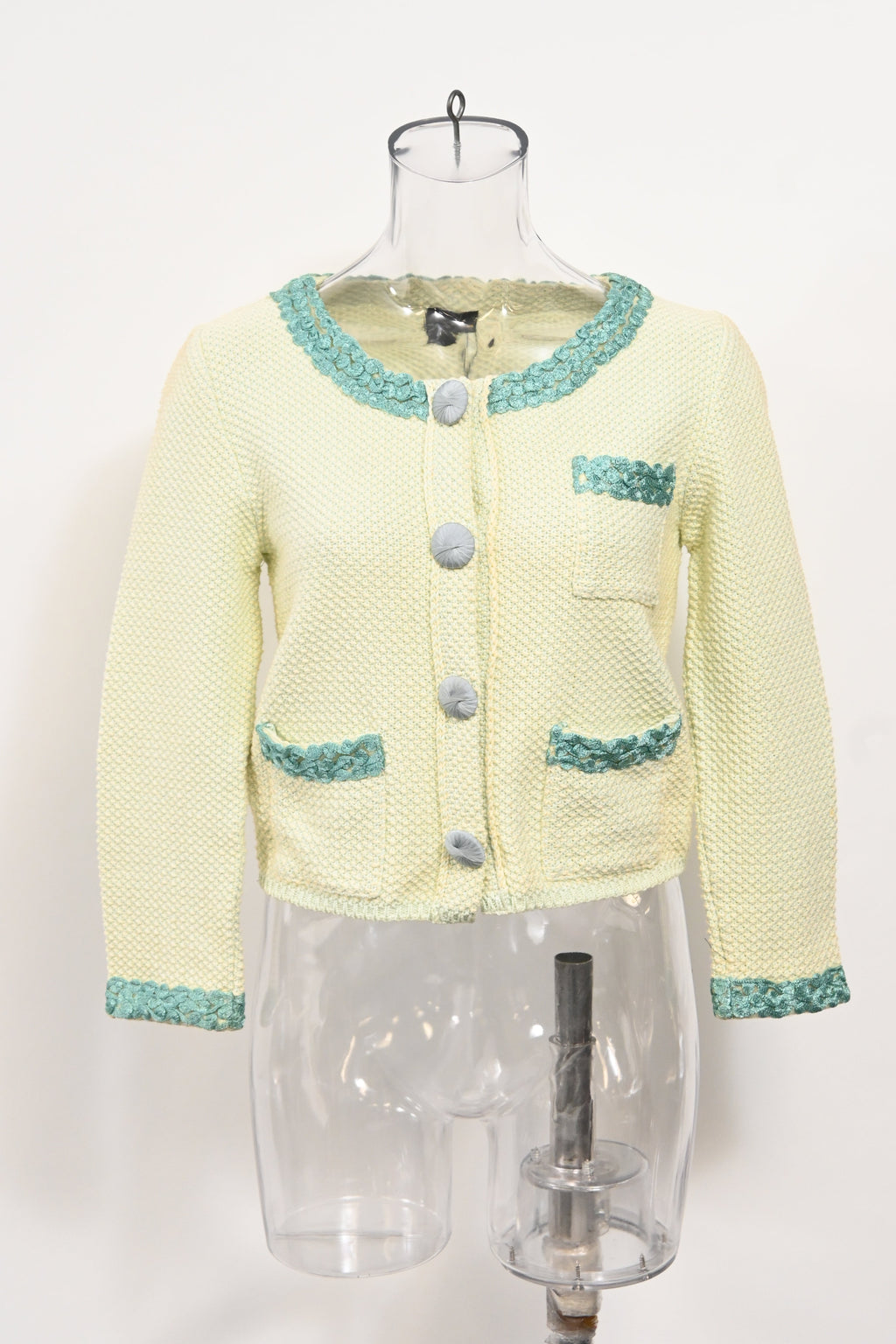 Fendi Knitted Embellished-Buttons Cardigan in Yellow Cotton