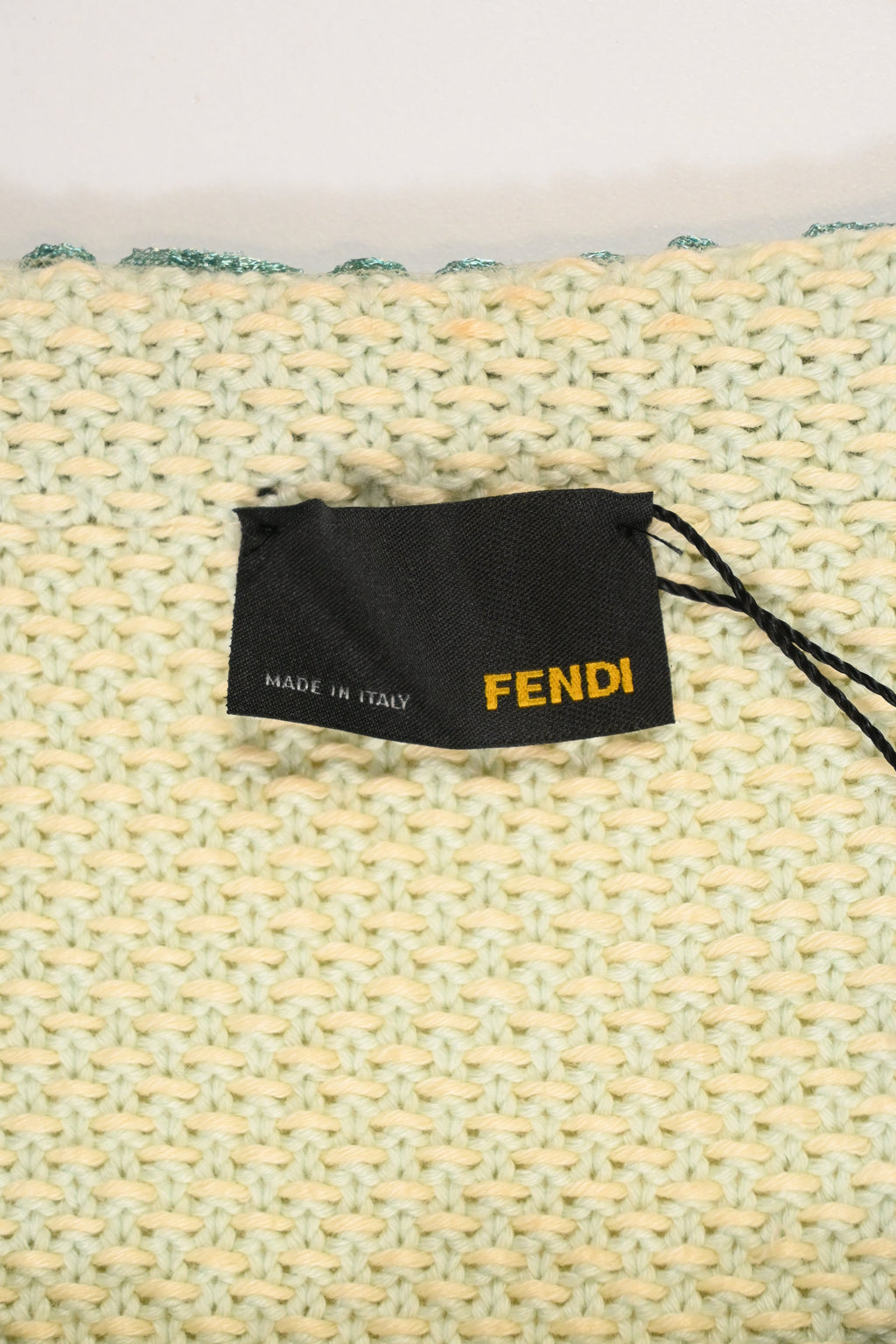 Fendi Knitted Embellished-Buttons Cardigan in Yellow Cotton