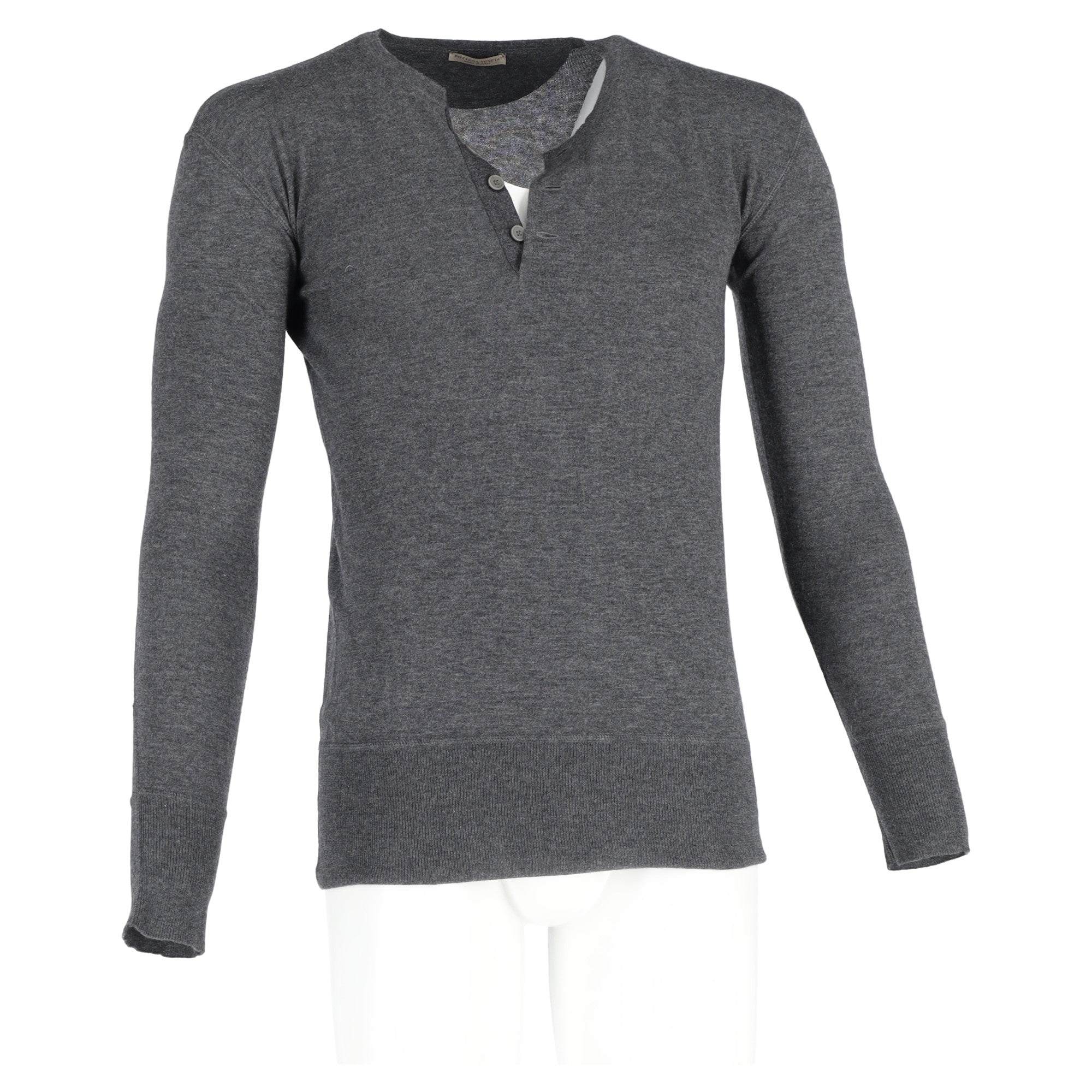 Bottega Veneta Half-Buttoned Sweater in Grey Wool