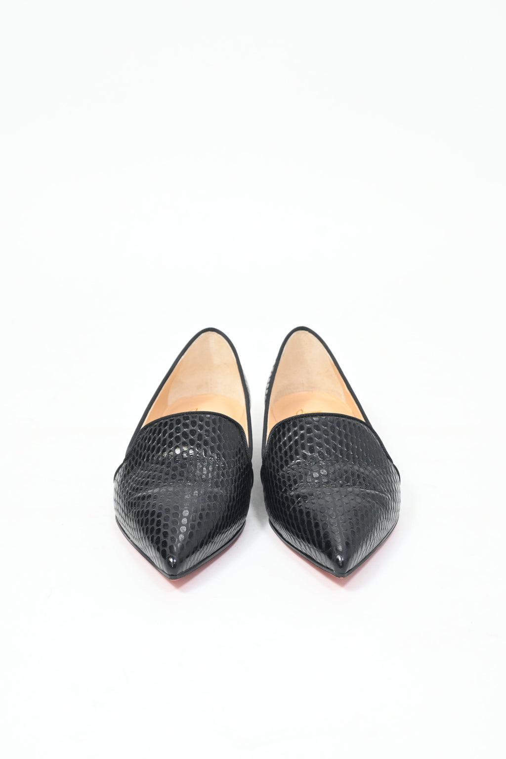 Christian Louboutin Kashasha Lizard Embossed Ballet Flats in Black Calf Leather