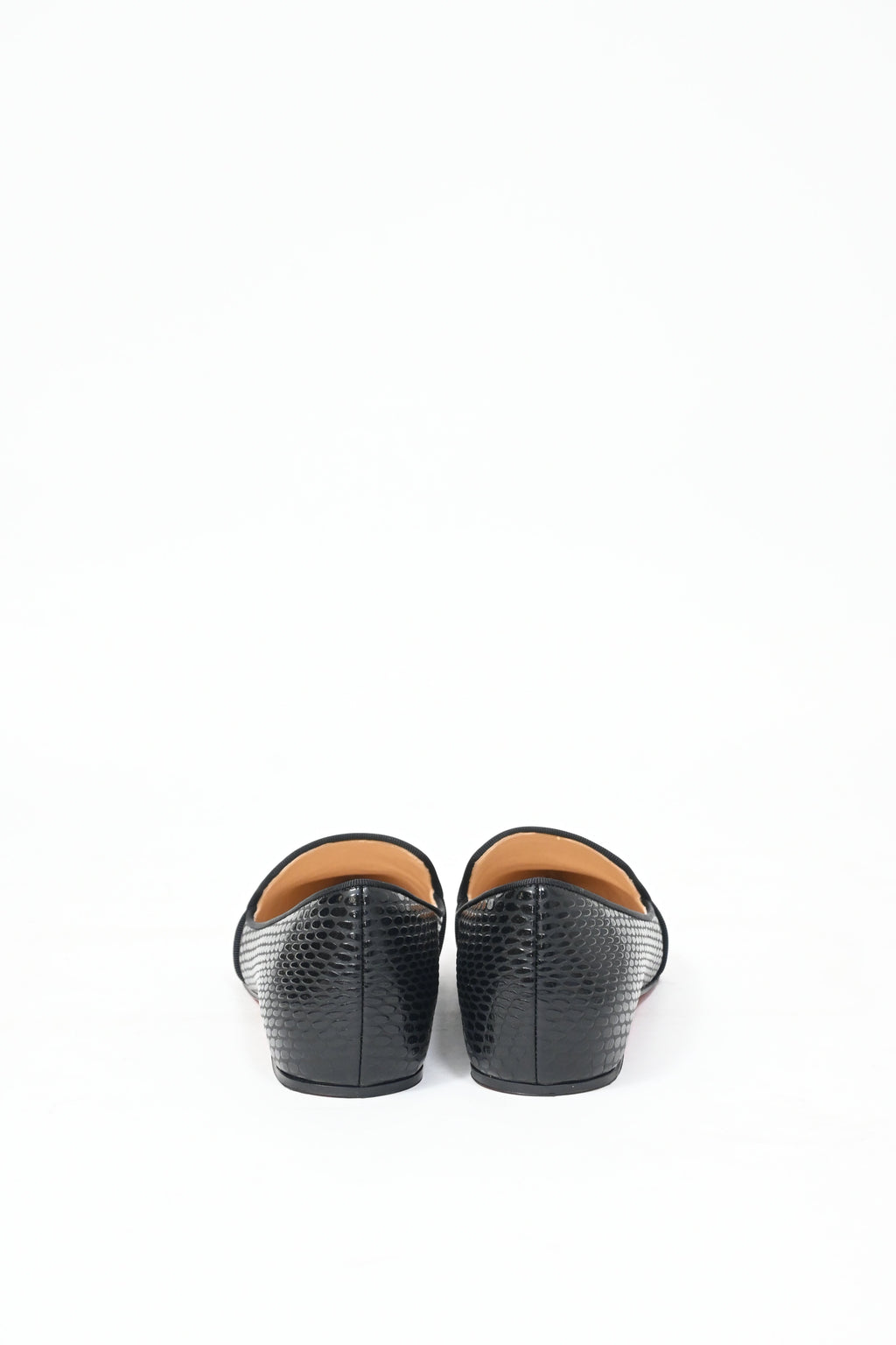 Christian Louboutin Kashasha Lizard Embossed Ballet Flats in Black Calf Leather