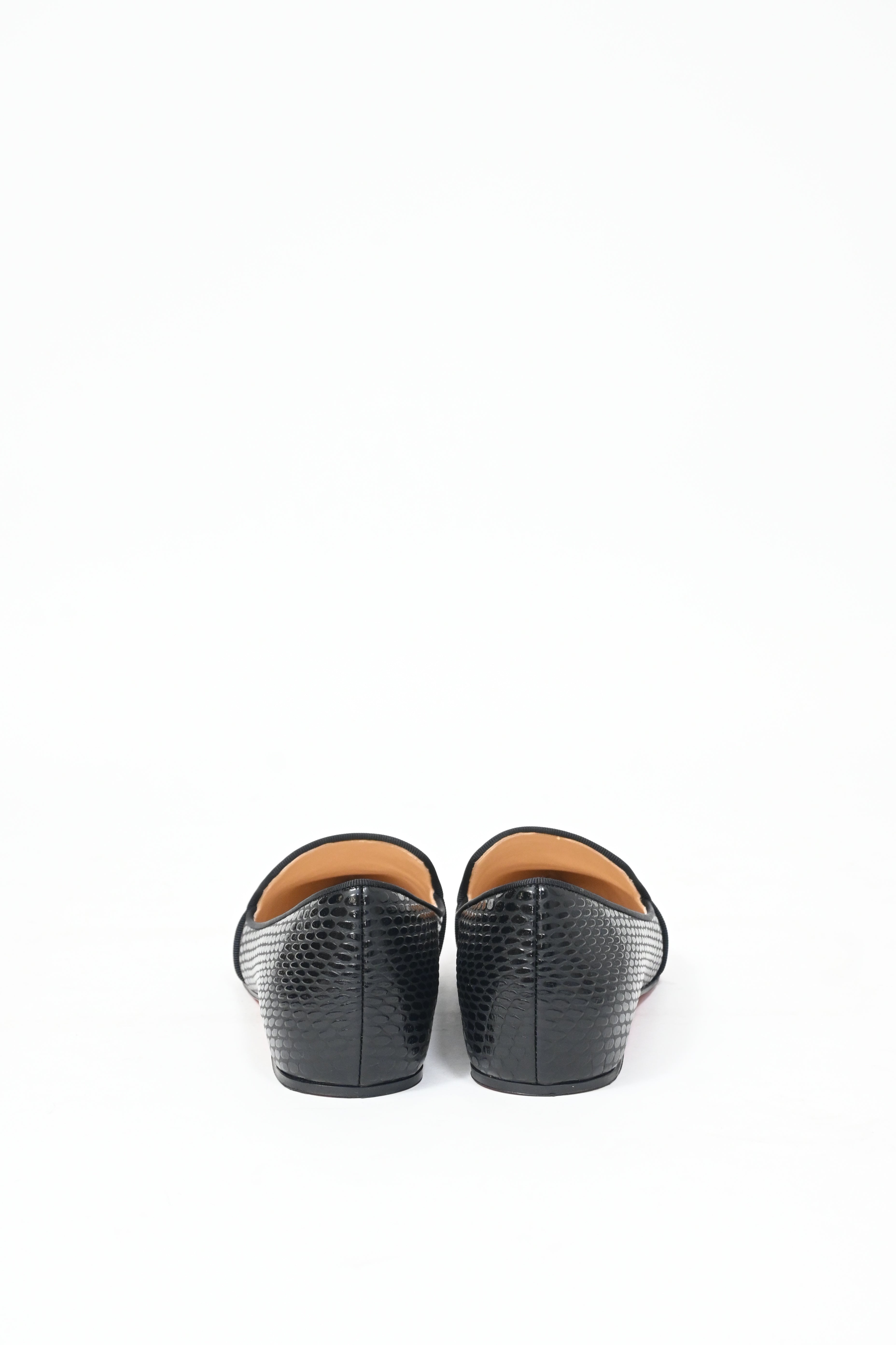 Christian Louboutin Kashasha Lizard Embossed Ballet Flats in Black Calf Leather