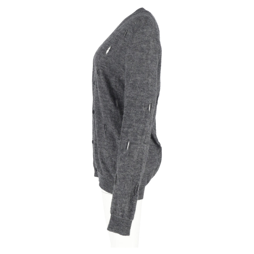 Bottega Veneta Distressed Cardigan in Grey Wool