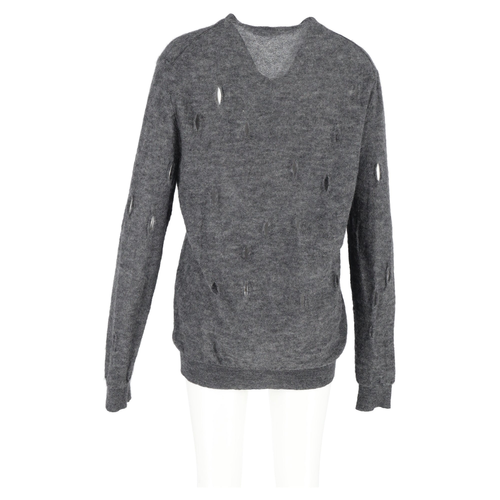 Bottega Veneta Distressed Cardigan in Grey Wool