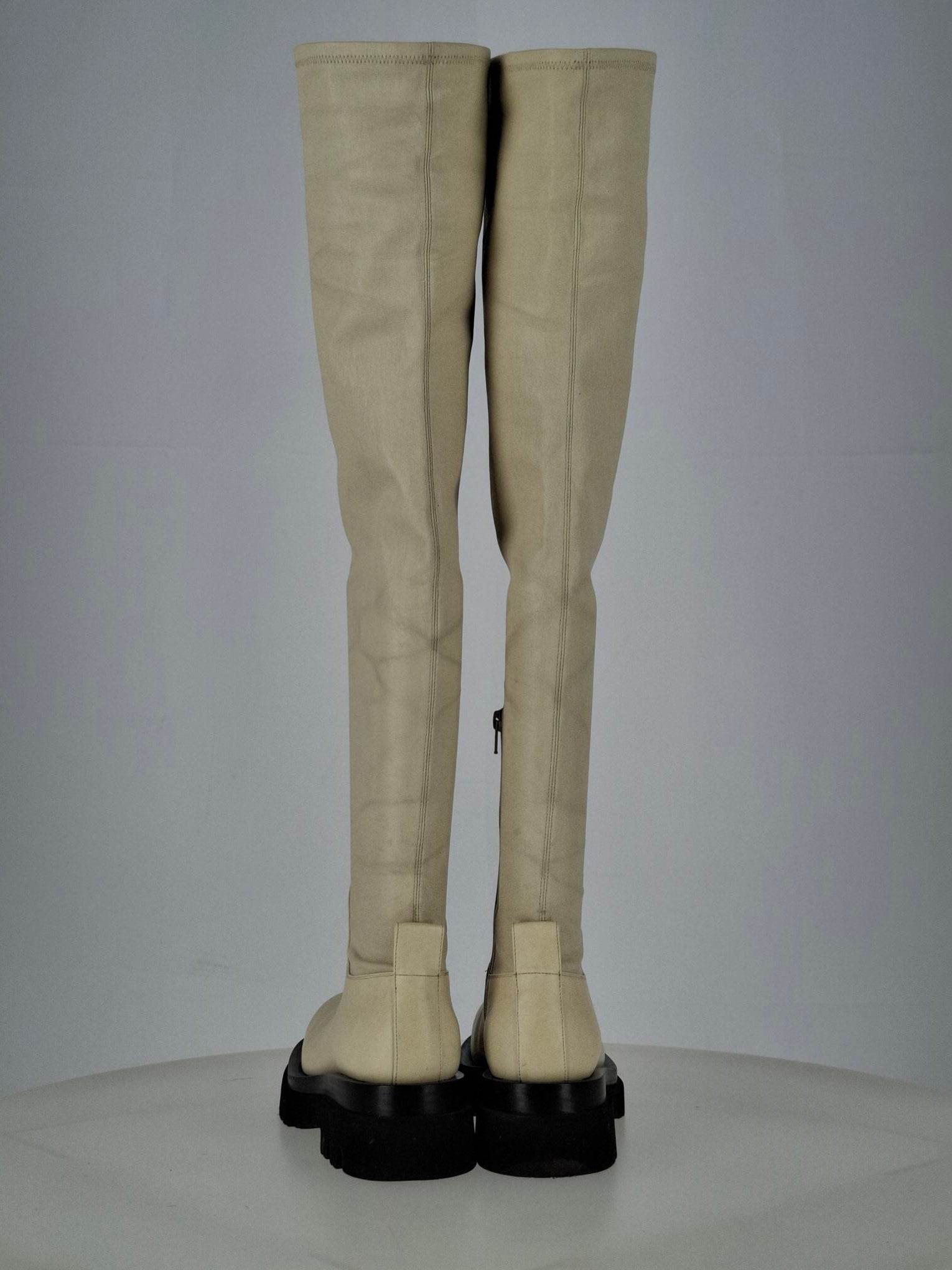Bottega Veneta The Lug Over-The-Knee Boots in Ivory Leather