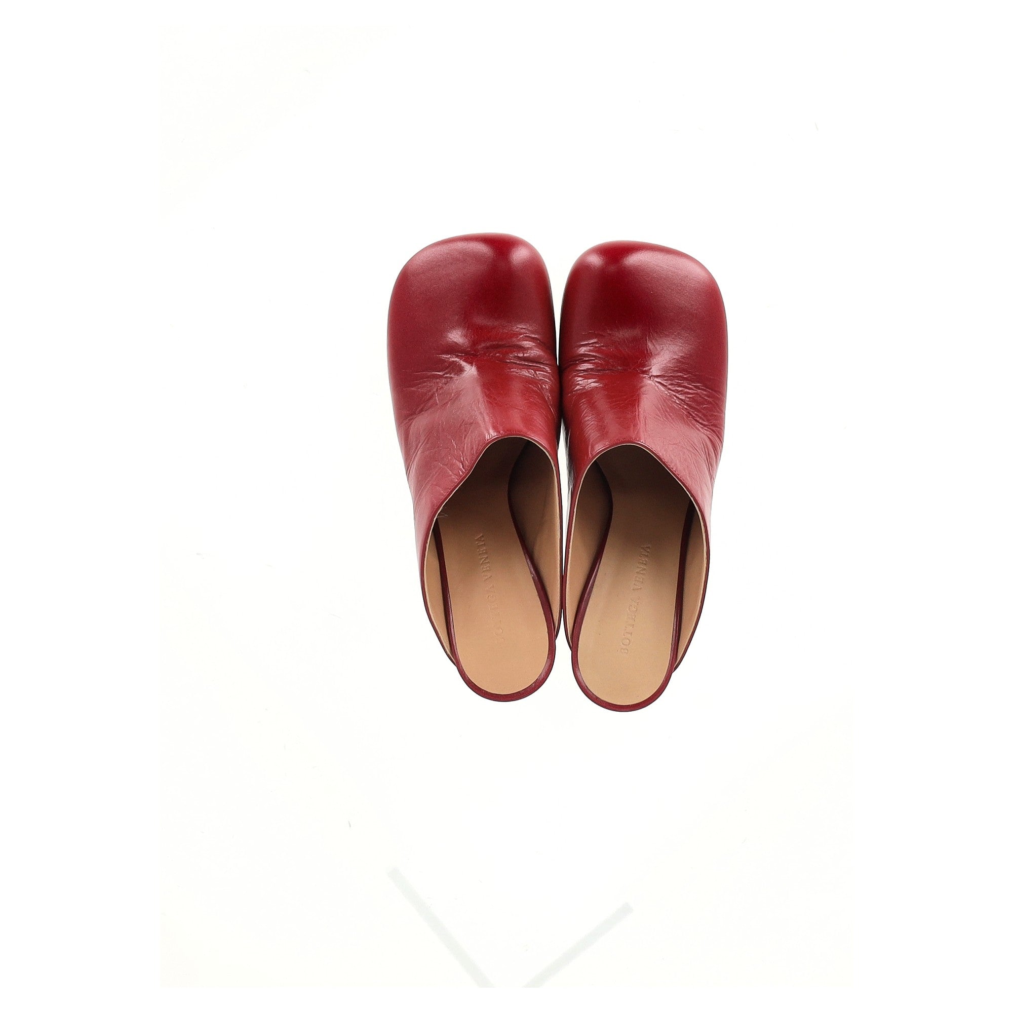 Bottega Veneta Round Toe Mule Heels in Red Leather