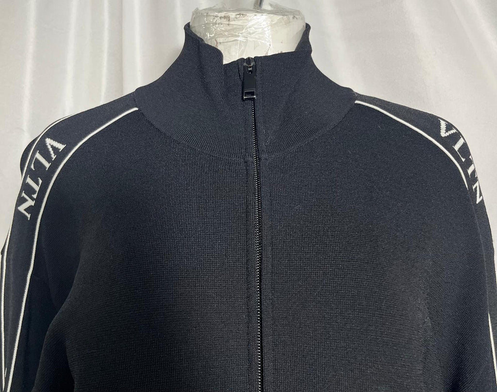 Valentino Garavani Logo-Tape Track Jacket in Black Viscose