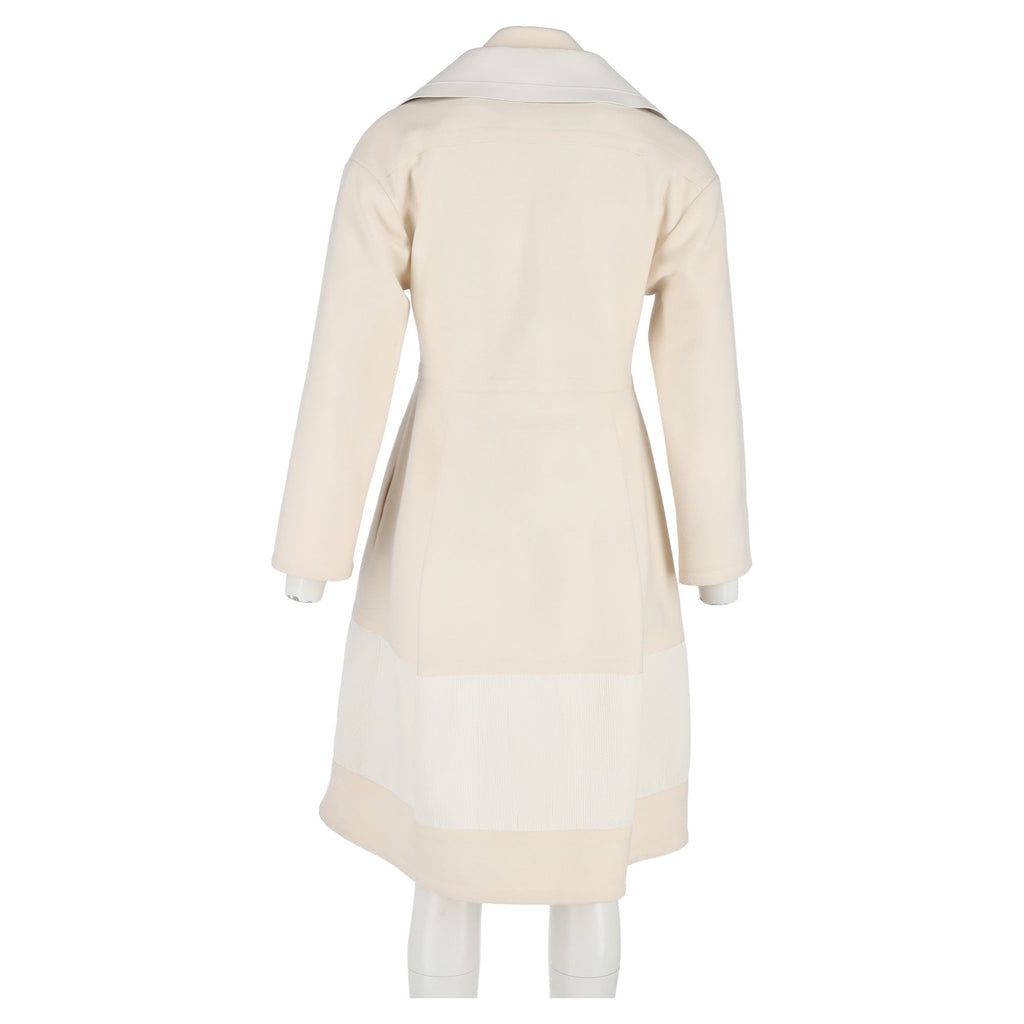 Fendi Double-Breasted Coat in Cream Wool