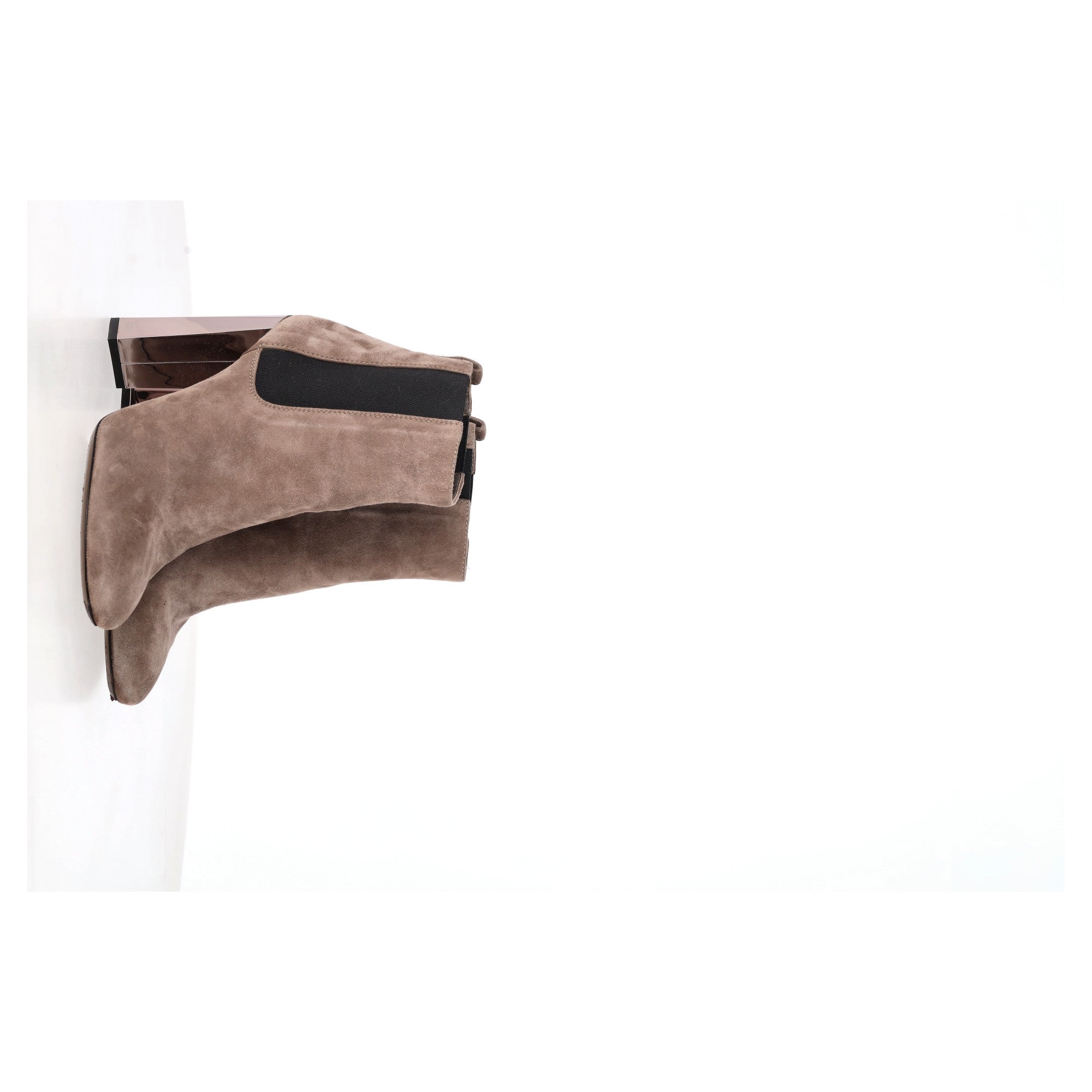 Fendi High-Heeled Chelsea Boots in Brown Suede