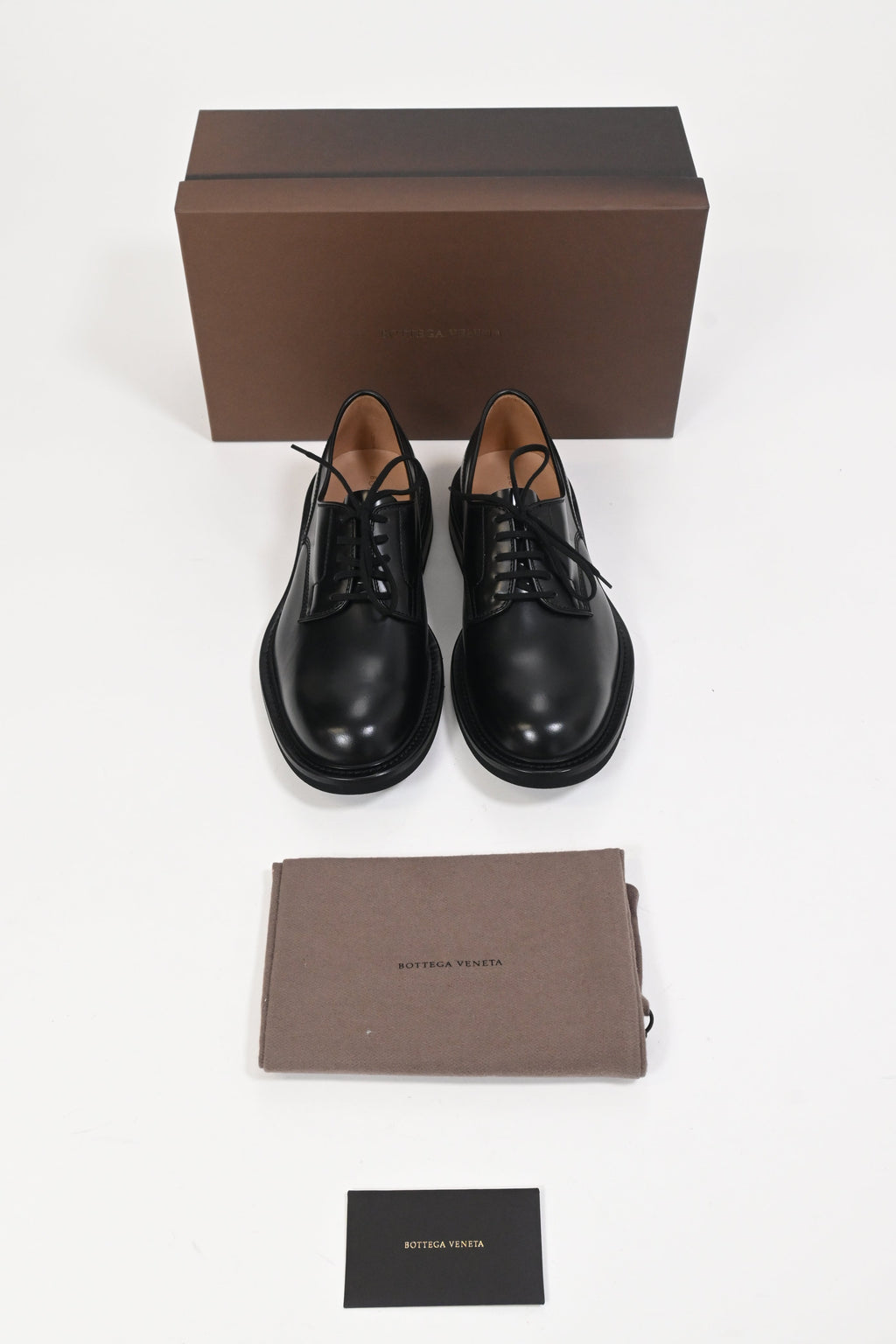 Bottega Veneta The Level Panelled Derby Shoes in Black Leather