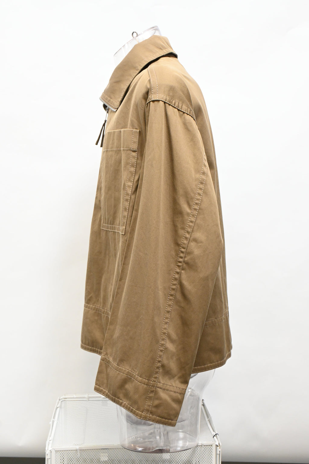 Bottega Veneta Half-Zip Jacket in Brown Cotton