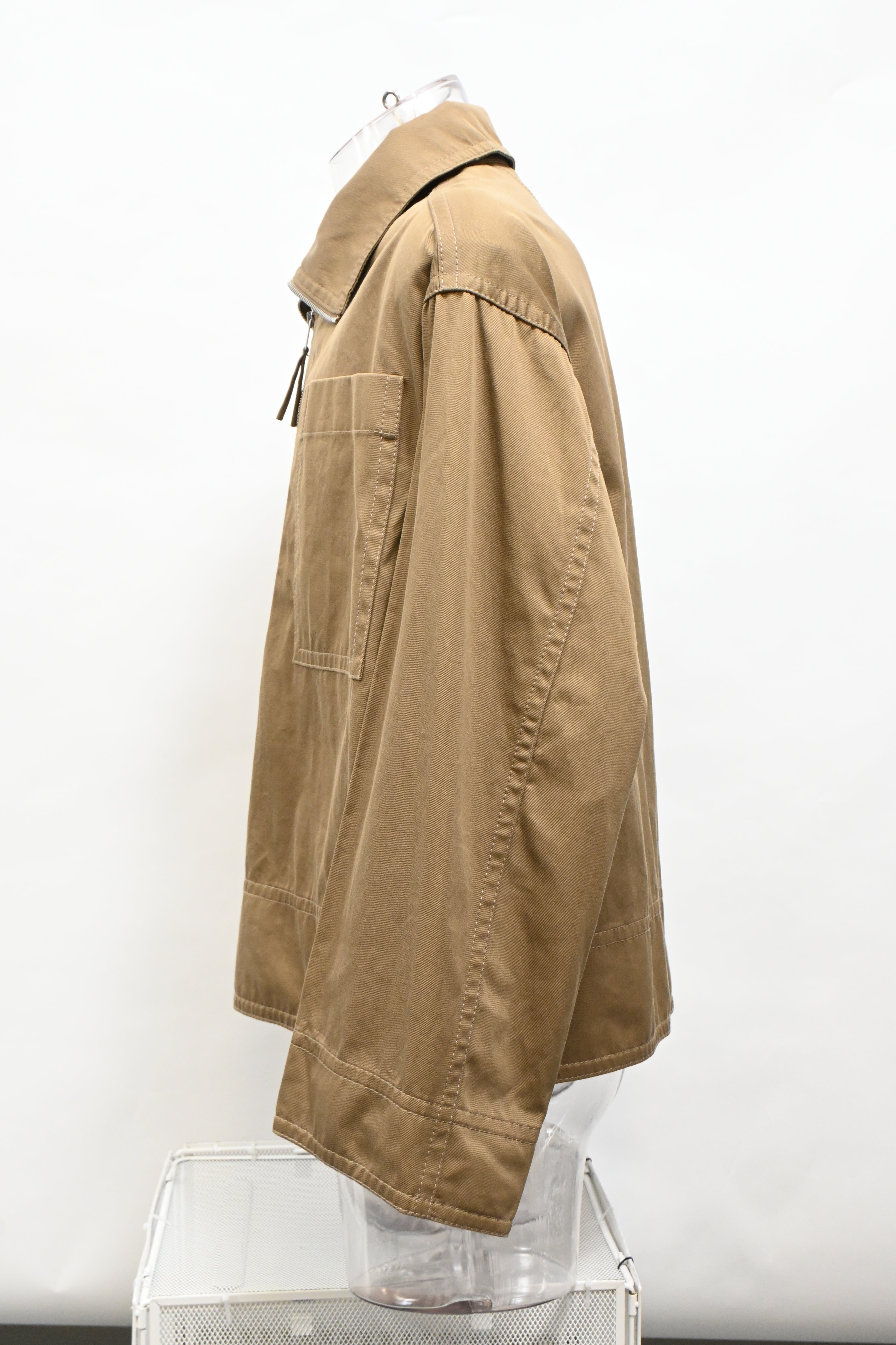 Bottega Veneta Half-Zip Jacket in Brown Cotton