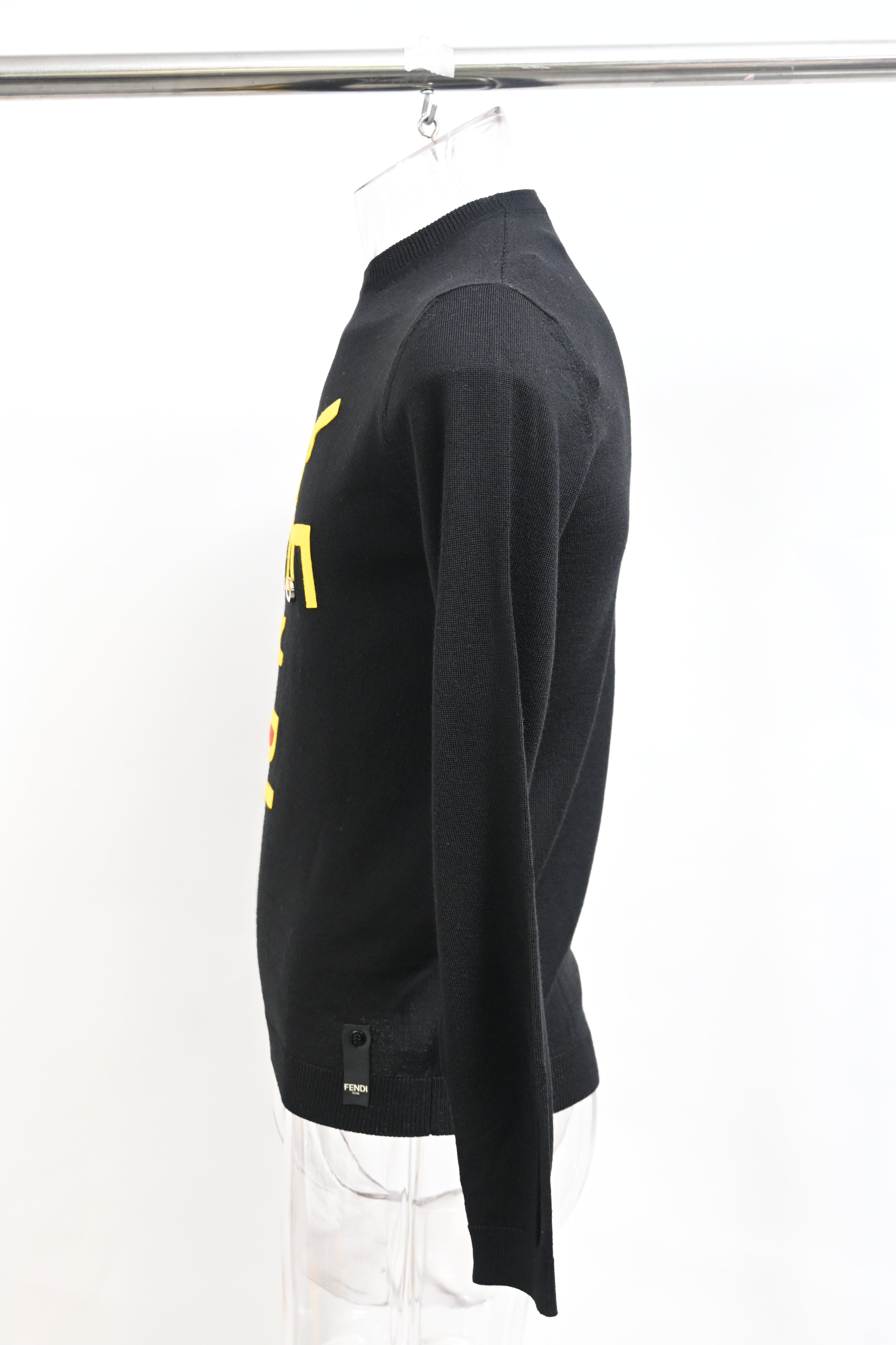 Fendi Logo Print Sweater in Black Wool