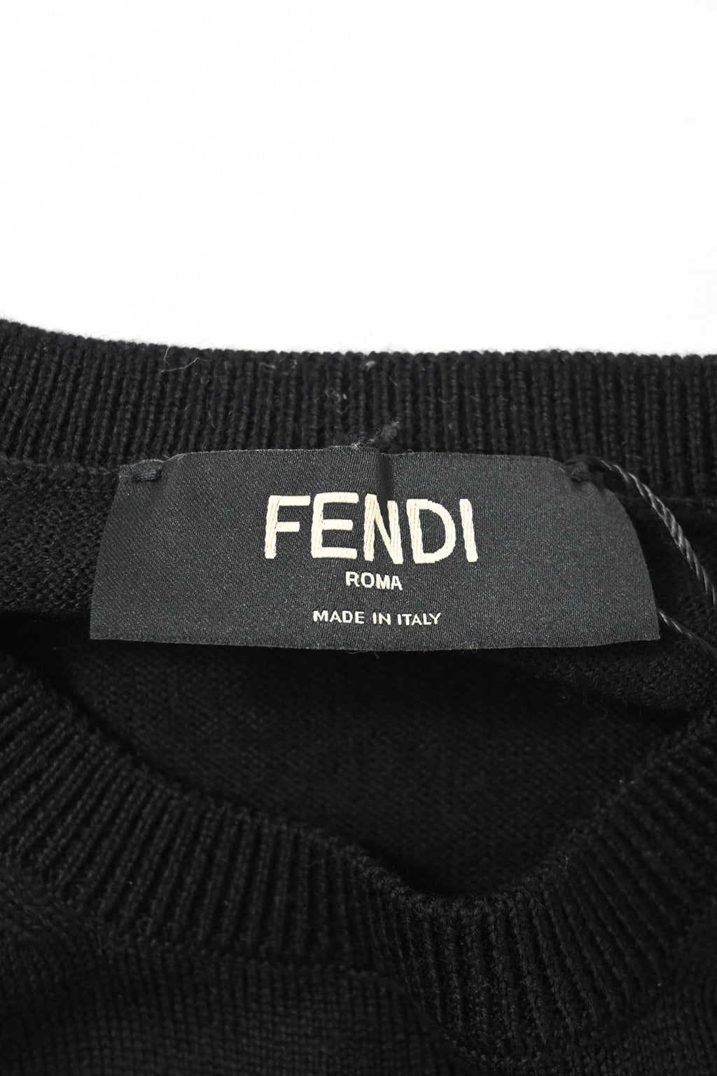 Fendi Logo Print Sweater in Black Wool