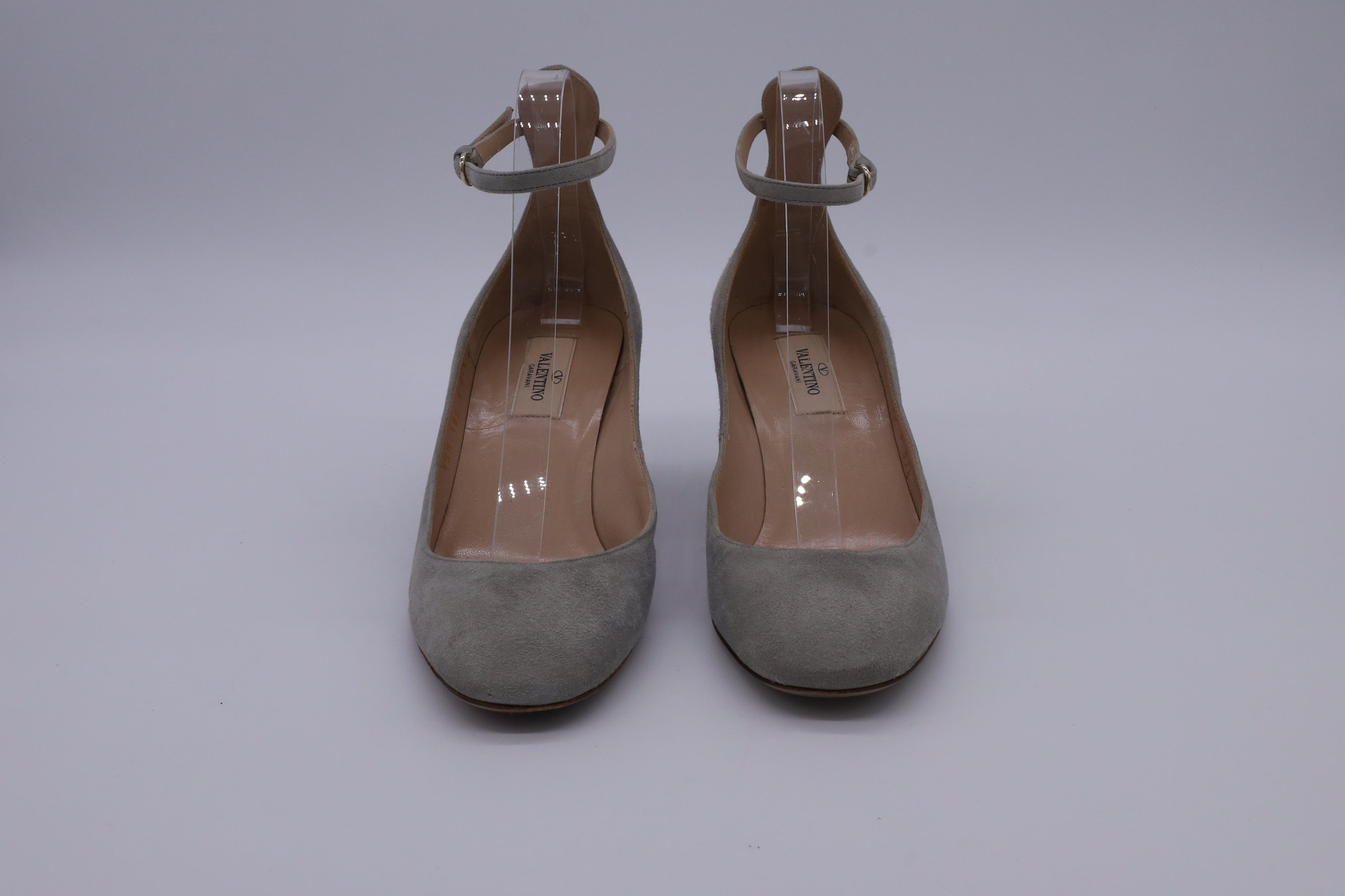 Valentino Garavani Tan-Go Mary Jane Pumps in Grey Suede