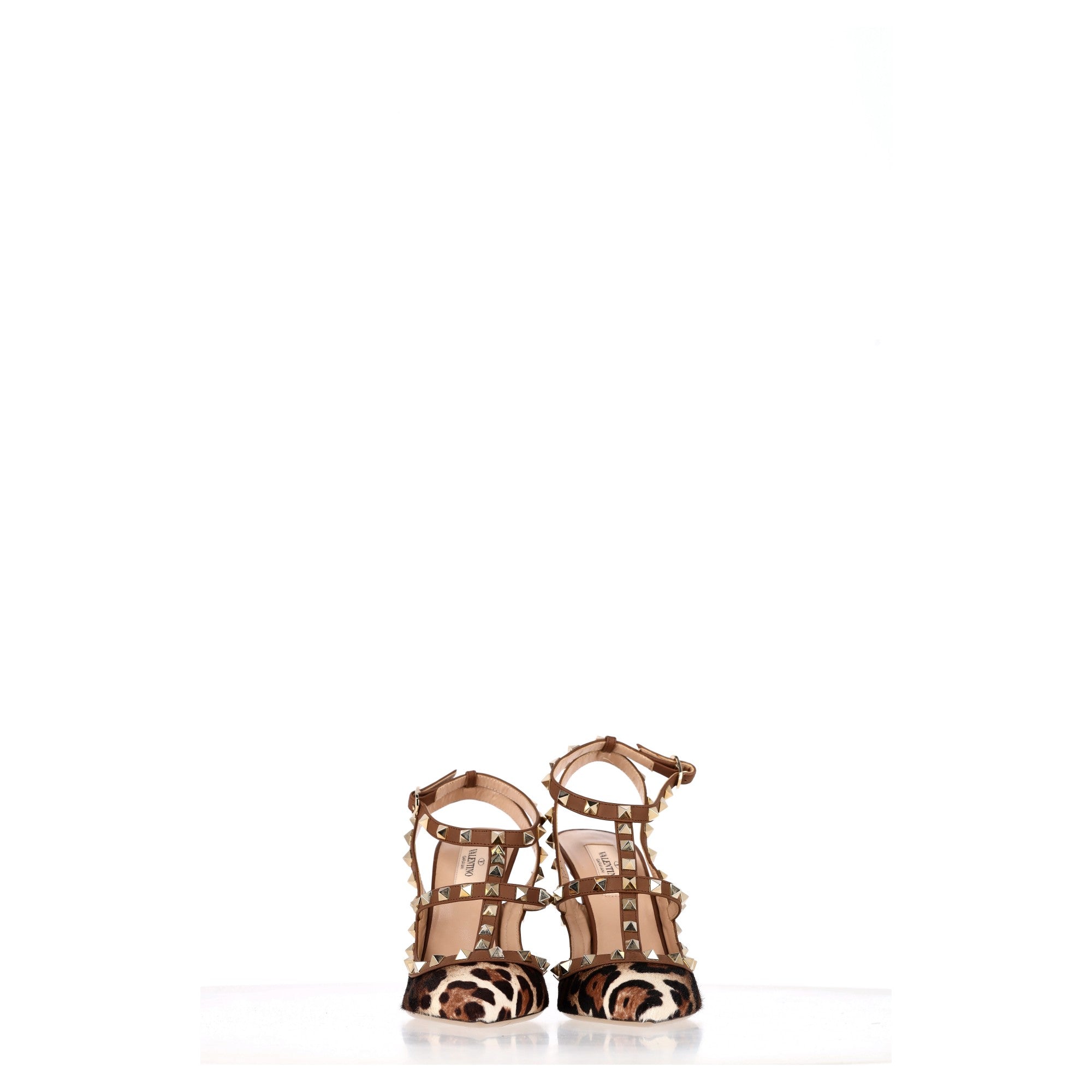 Valentino Garavani Rockstud Printed Pumps in Brown Pony hair