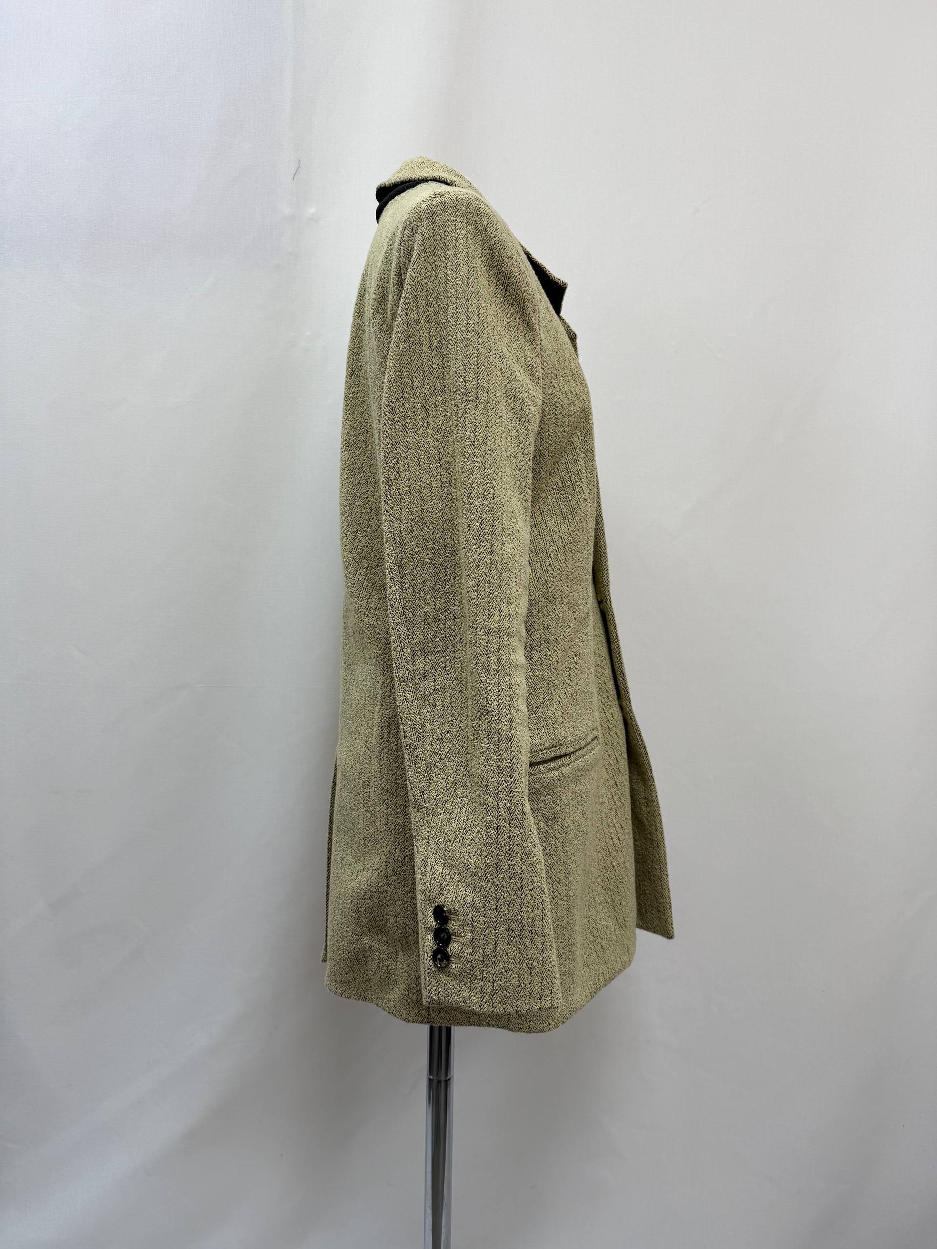 Bottega Veneta Single-Breasted Herringbone Blazer in Beige Polyamide