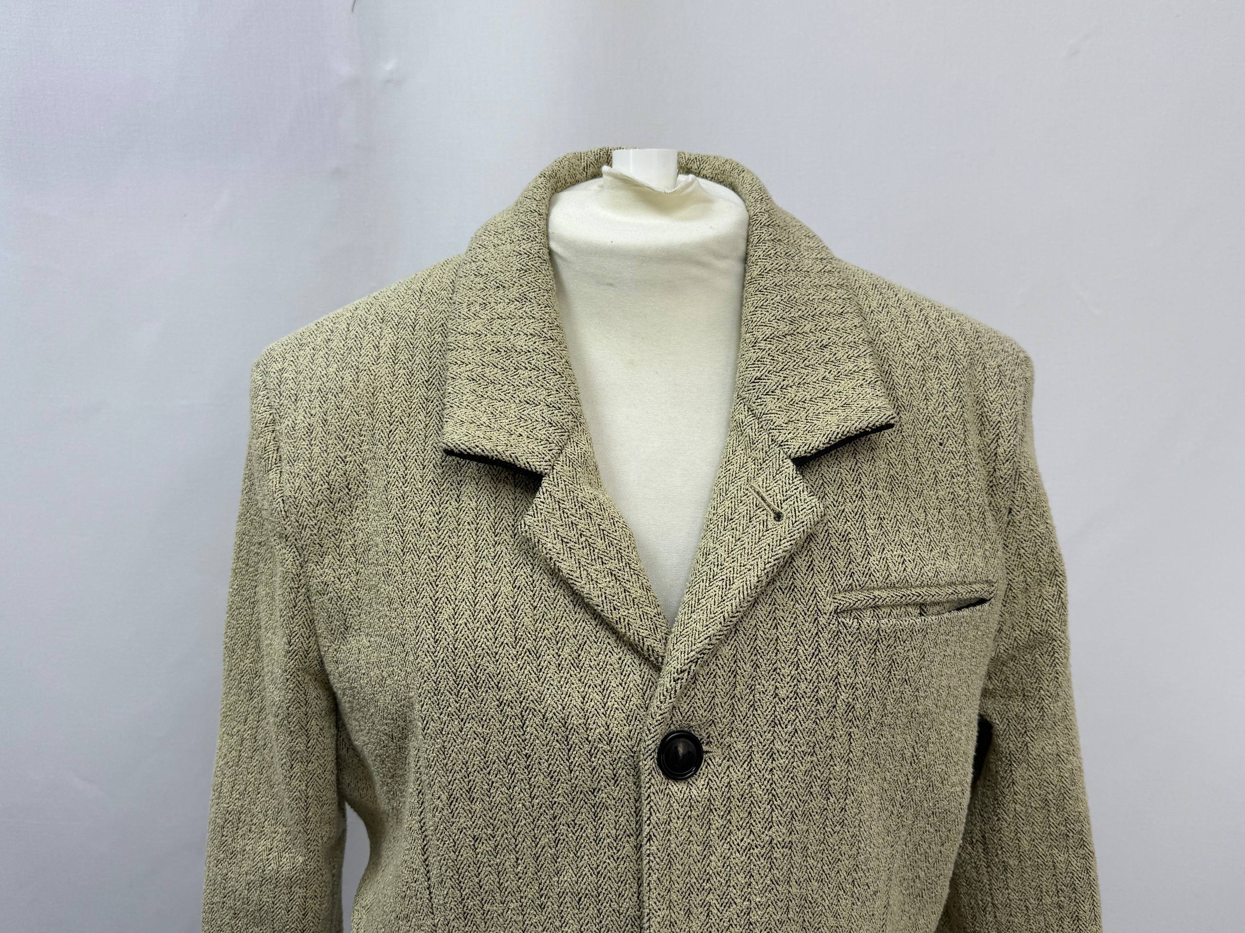 Bottega Veneta Single-Breasted Herringbone Blazer in Beige Polyamide
