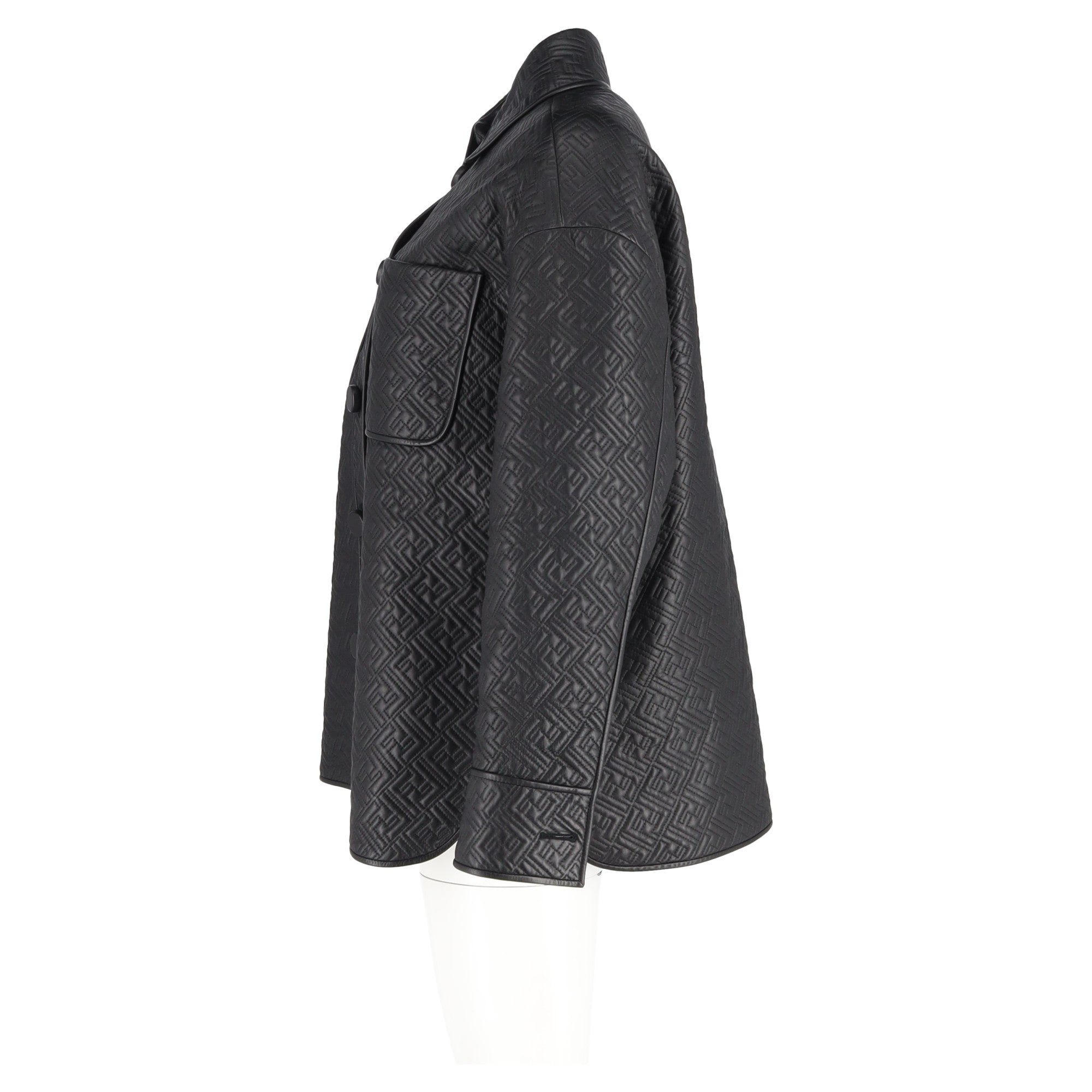 Fendi Monogram Go-To Jacket in Black Nappa Leather