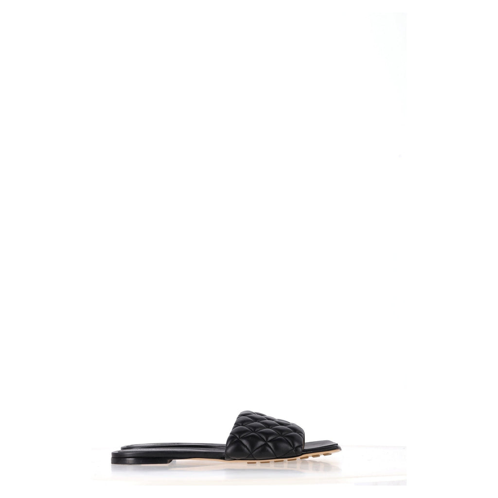 Bottega Veneta Padded Flat Sandals in Black Leather