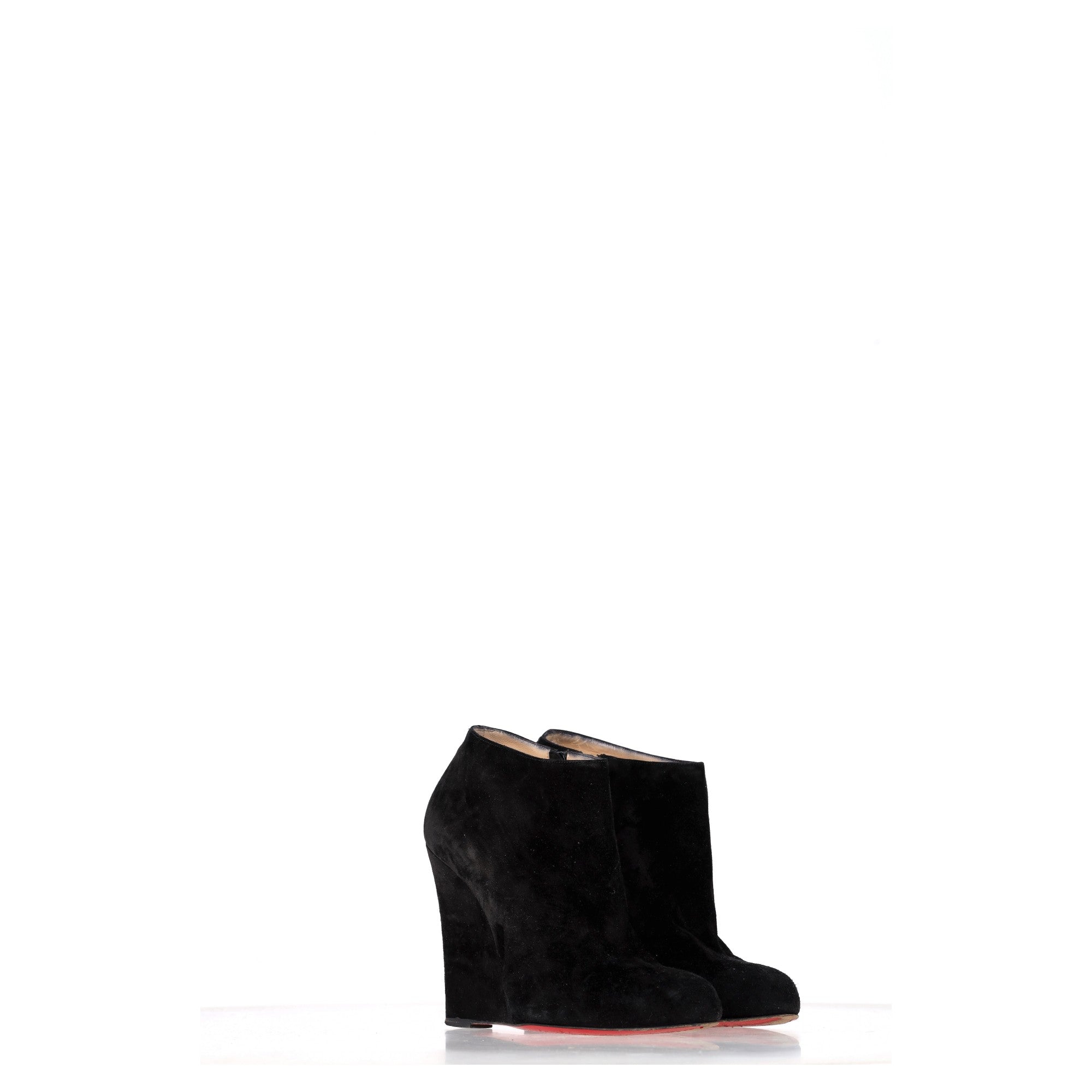 Christian Louboutin Belle Zeppa Wedge Ankle Boots in Black Suede