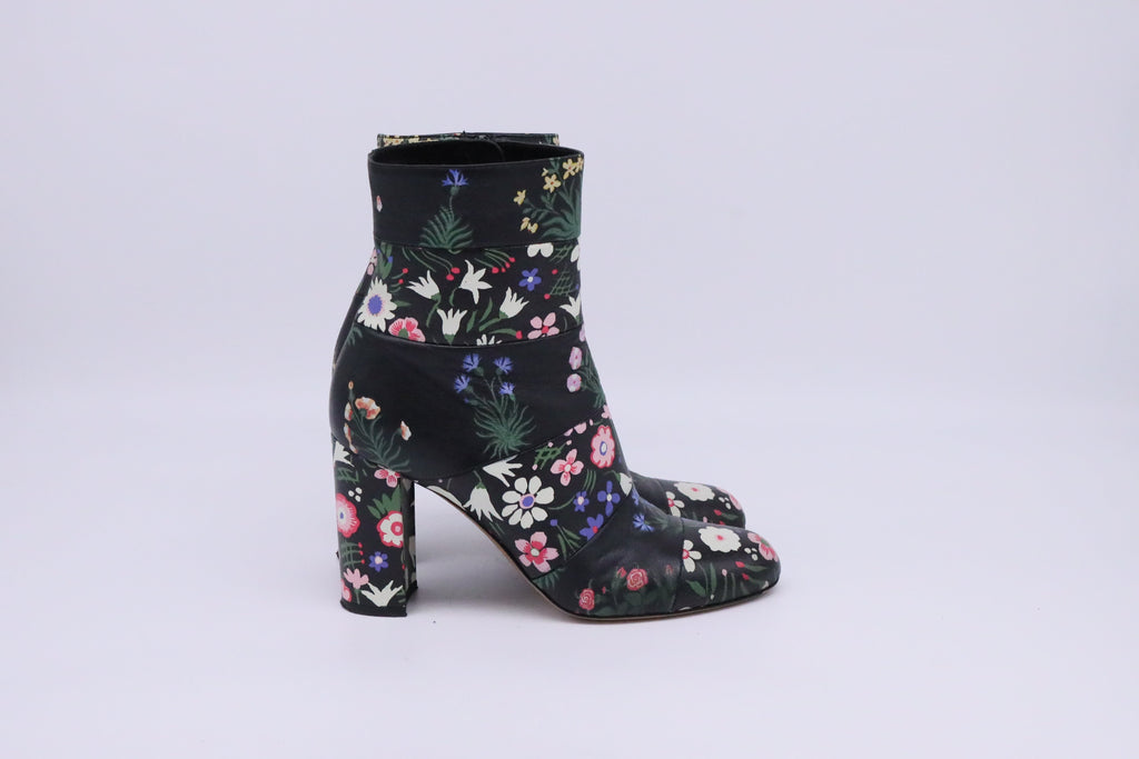 Valentino Garavani Floral Printed Ankle Boots in Multicolor Leather