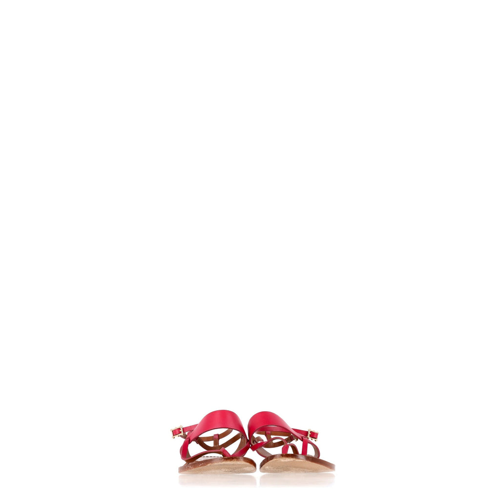 Valentino Garavani Thong Ankle Strap Flat Sandals in Pink Leather