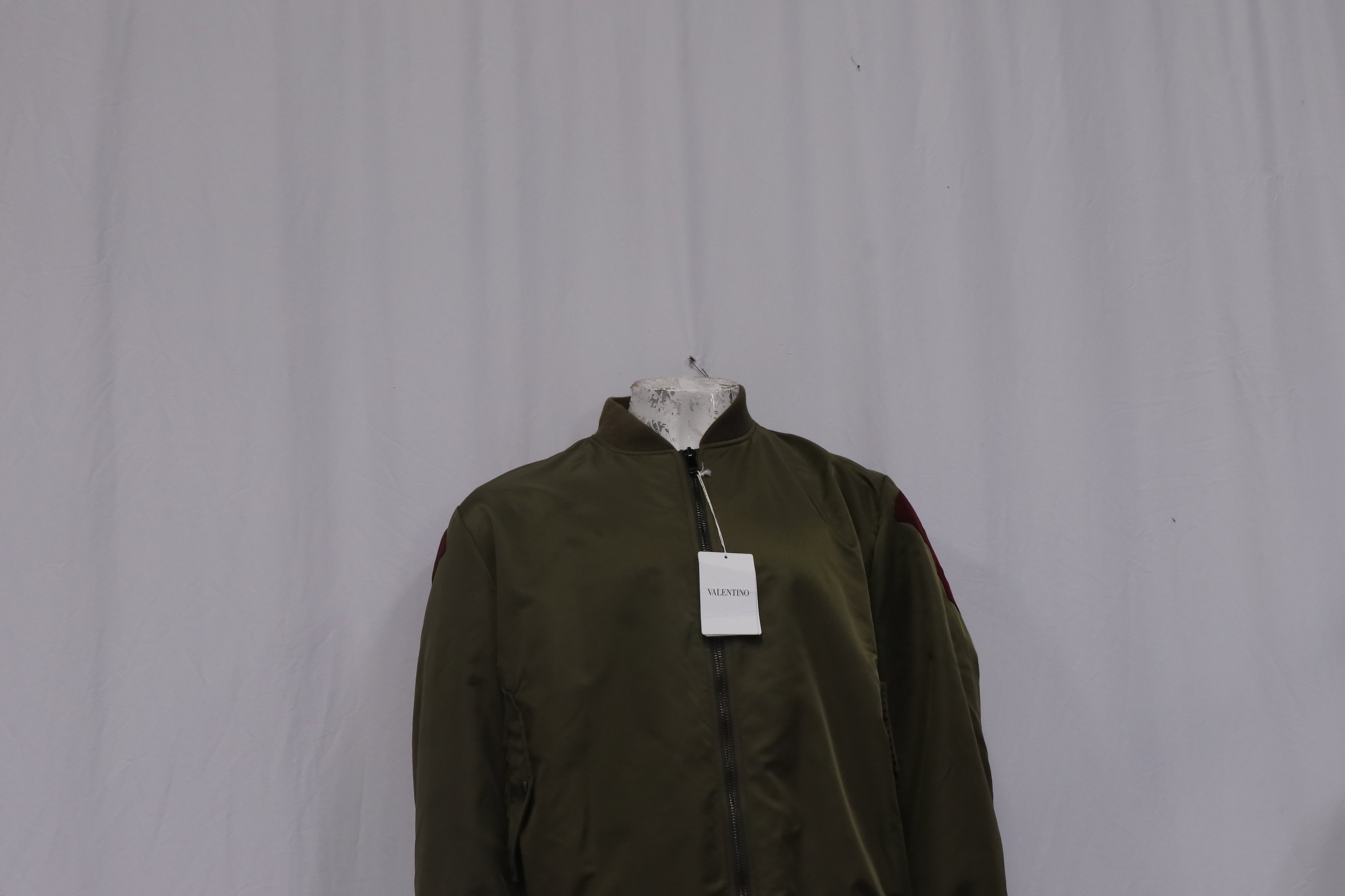 Valentino Garavani Zipped Butterfly Patchwork Bomber Jacket in Olive Polyamide