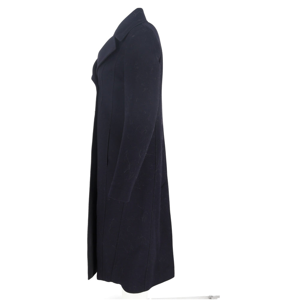 Valentino Garavani Double-Breasted Long Coat in Dark Navy Wool