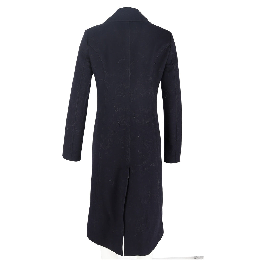 Valentino Garavani Double-Breasted Long Coat in Dark Navy Wool
