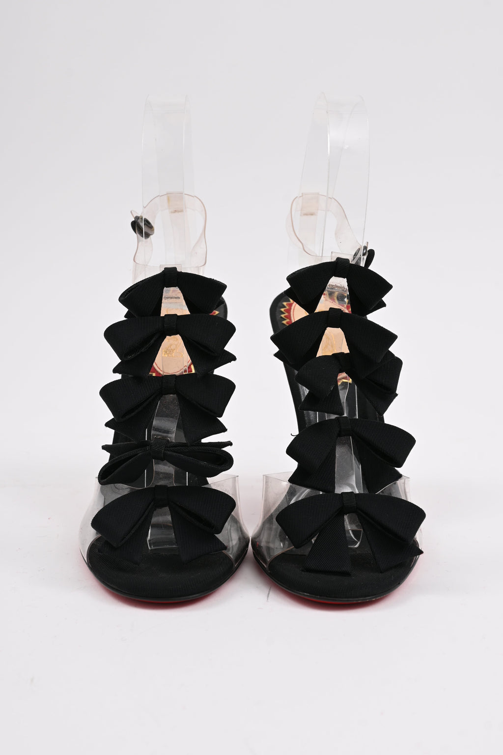 Christian Louboutin Bow Bow Sandal heels in Black PVC