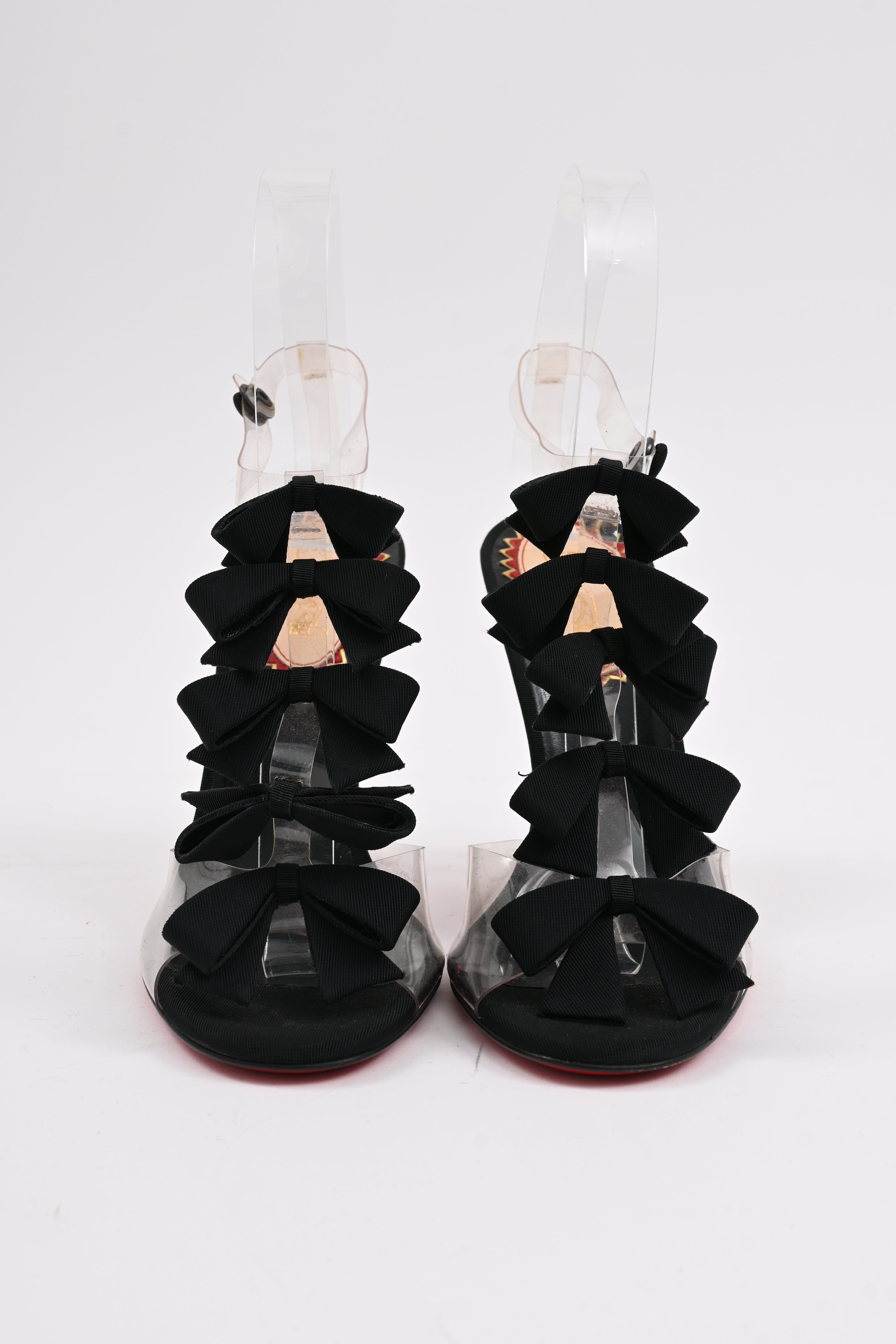 Christian Louboutin Bow Bow Sandal heels in Black PVC