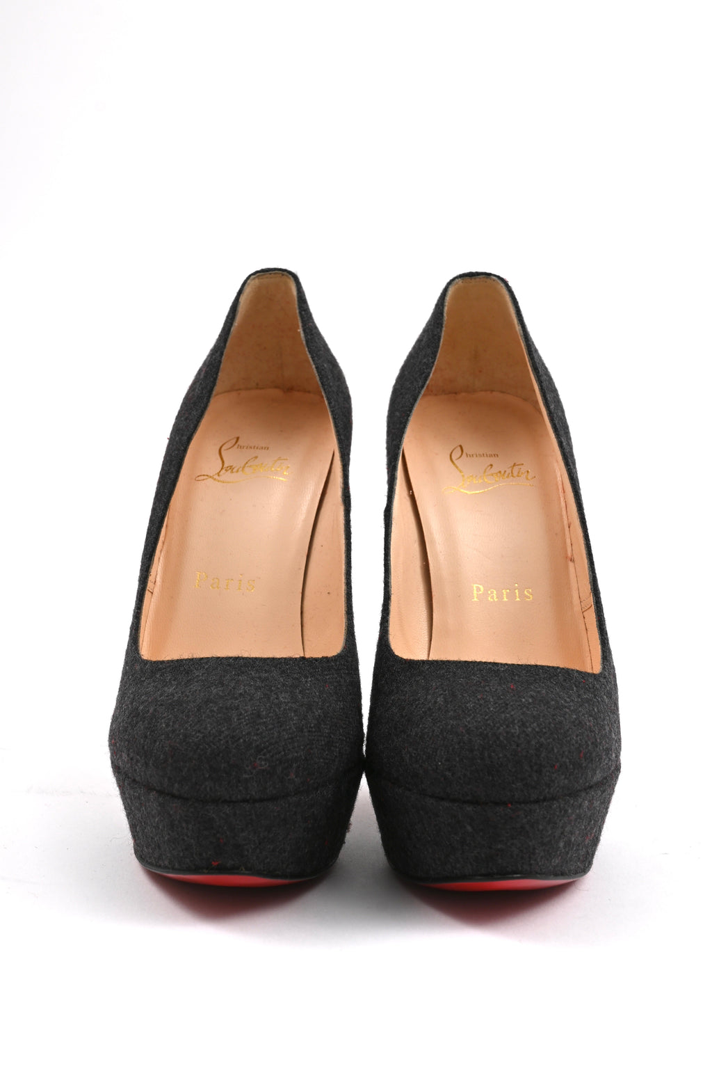 Christian Louboutin Bianca Platform Pumps in Grey Wool