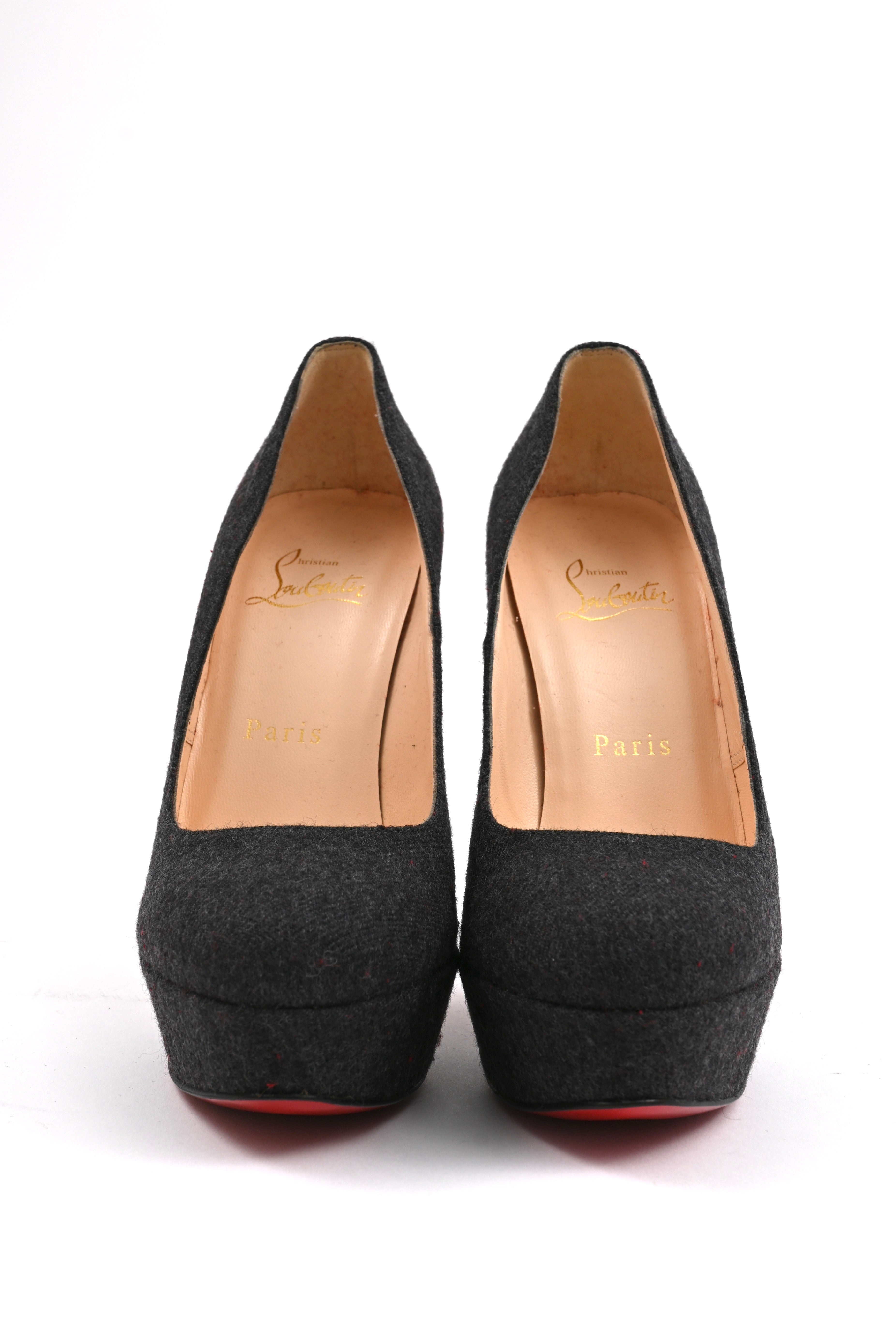 Christian Louboutin Bianca Platform Pumps in Grey Wool