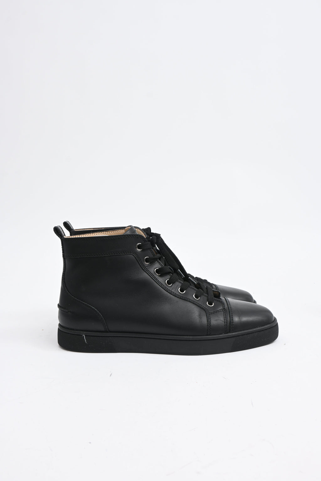 Christian Louboutin Louis High-Top Sneakers in Black Calf Leather